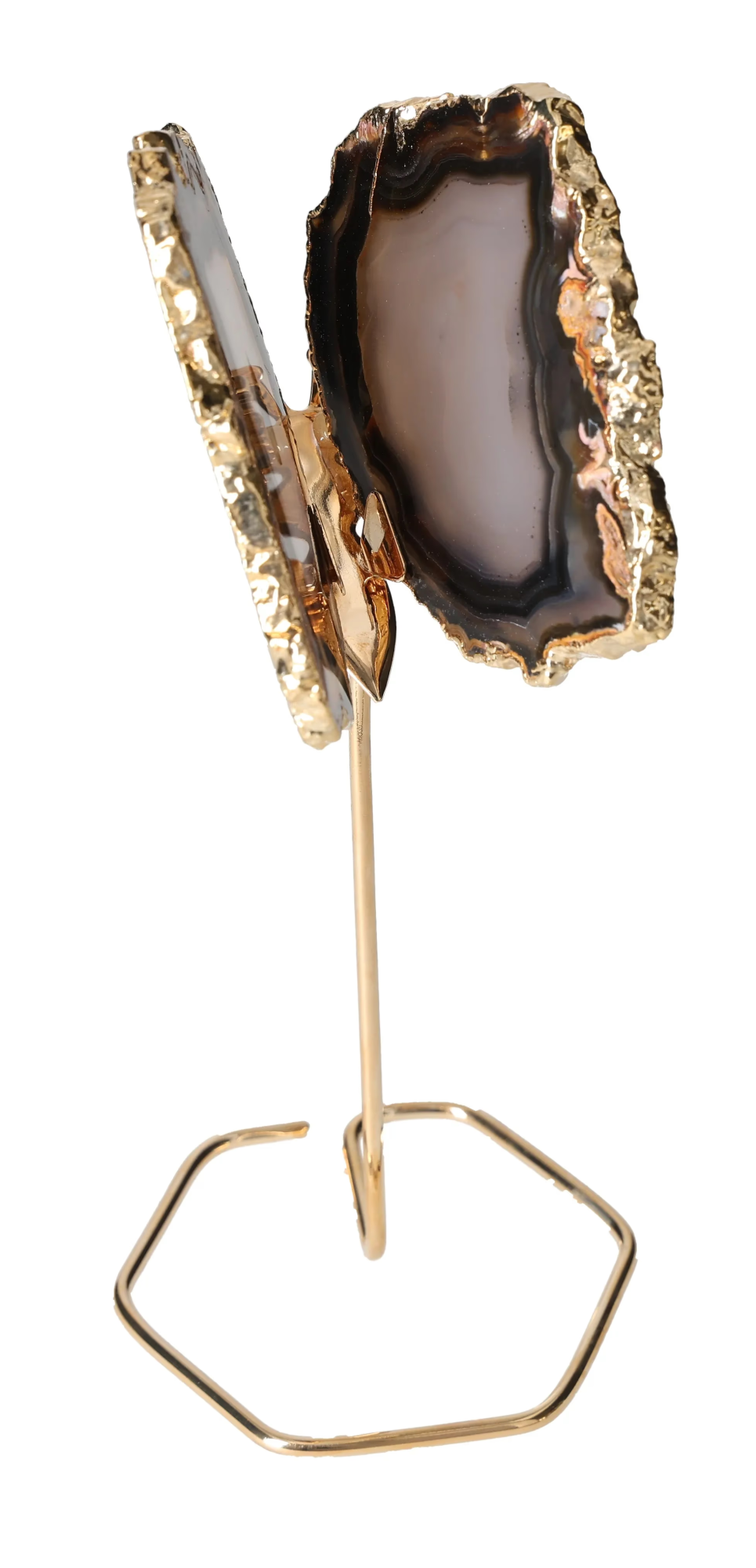 Agate Butterfly On Gold Metal Stand 629386
