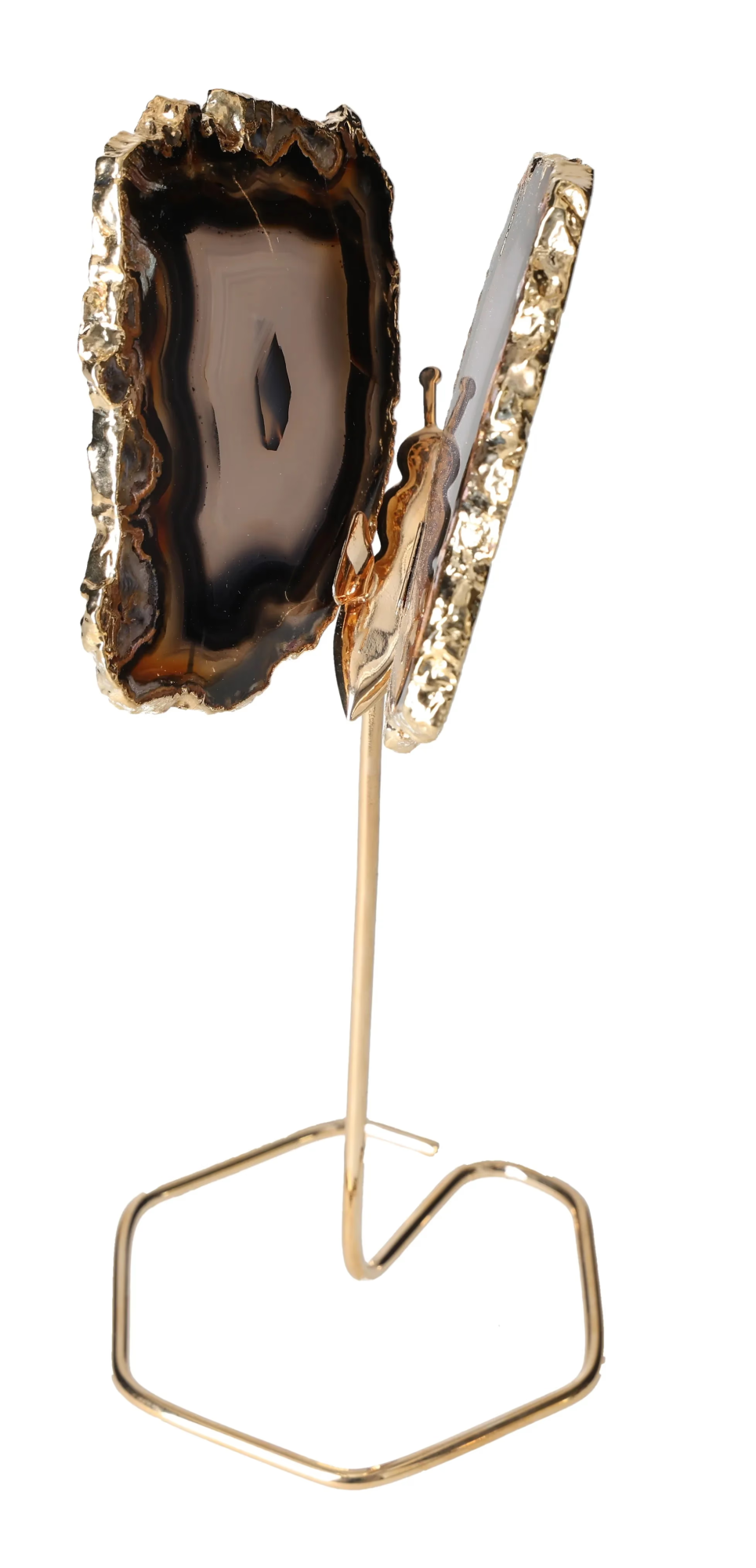 Agate Butterfly On Gold Metal Stand 629386
