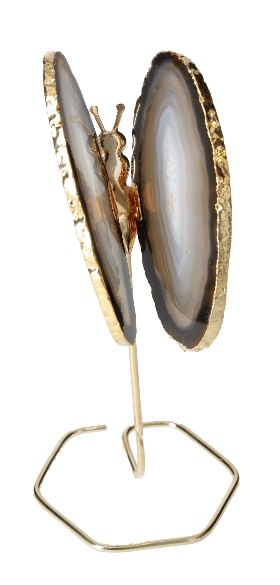 Agate Butterfly On Gold Metal Stand 629409