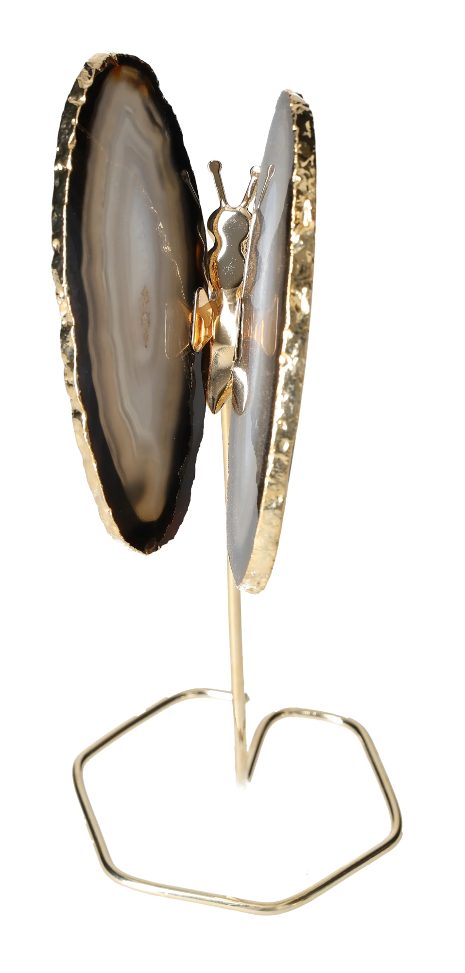 Agate Butterfly On Gold Metal Stand 629409