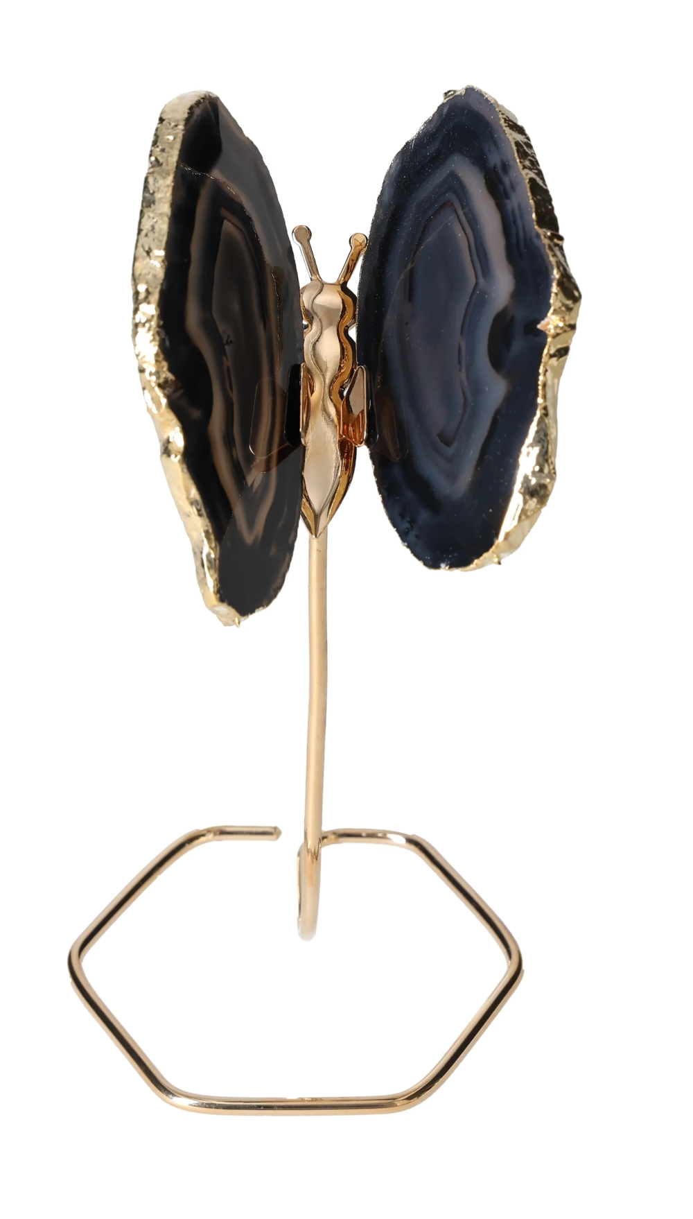 Agate Butterfly On Gold Metal Stand 629416