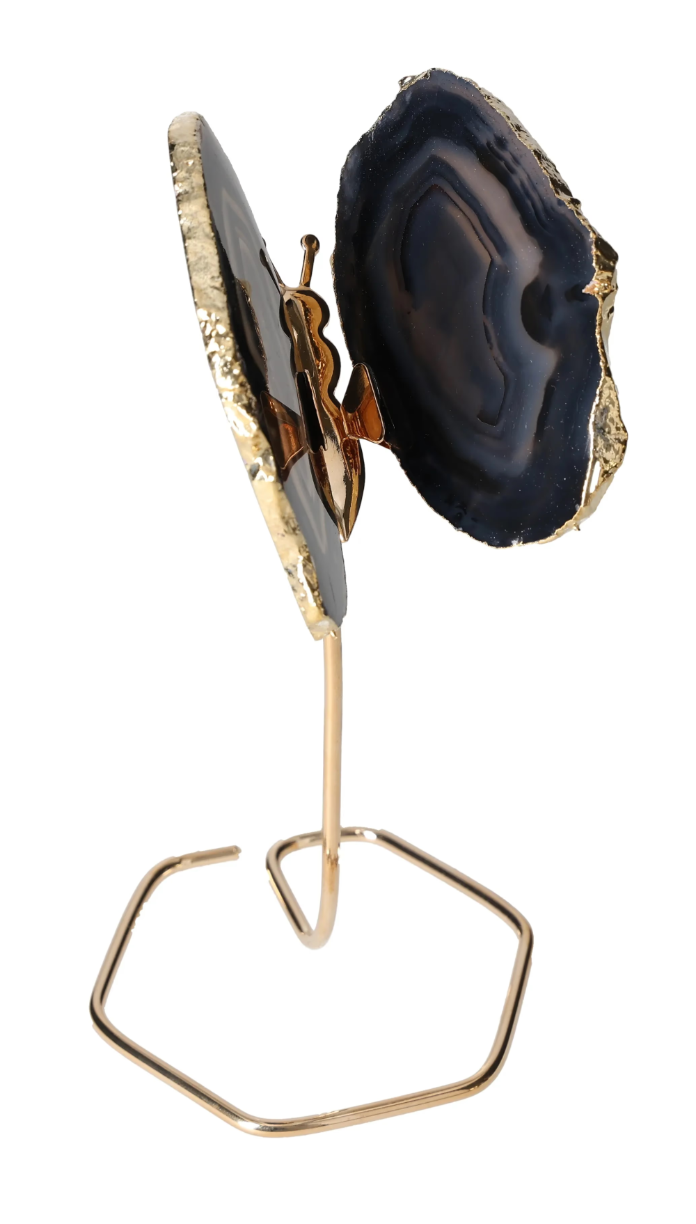 Agate Butterfly On Gold Metal Stand 629416