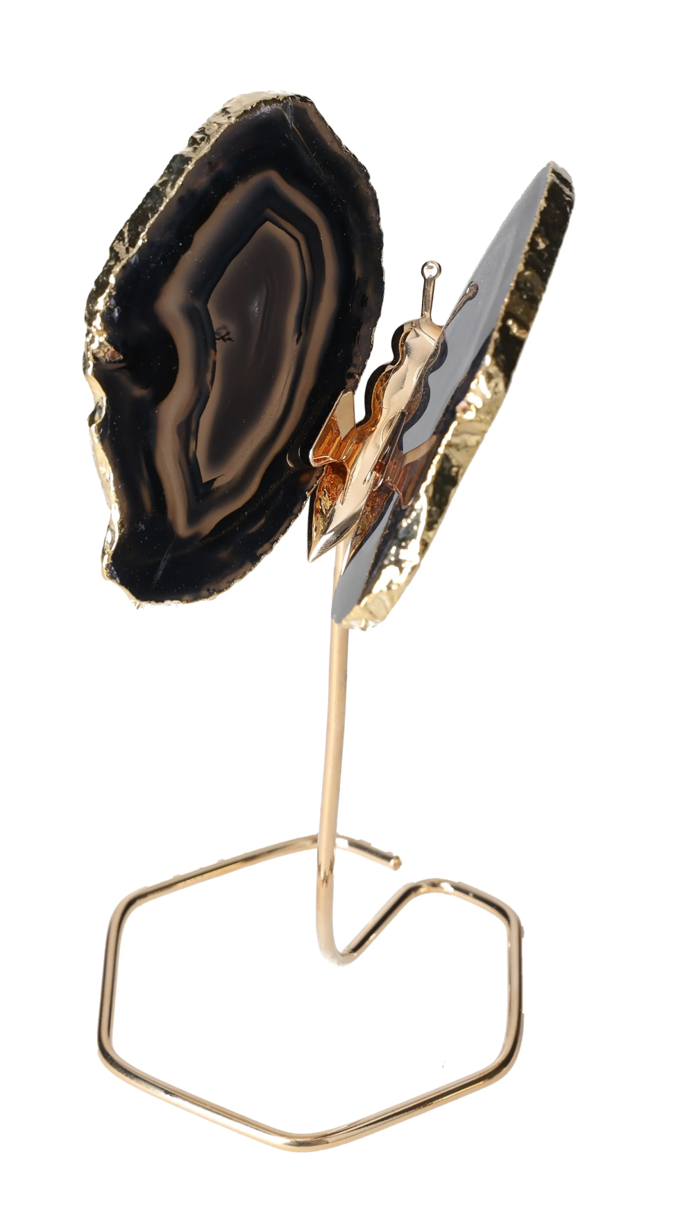 Agate Butterfly On Gold Metal Stand 629416