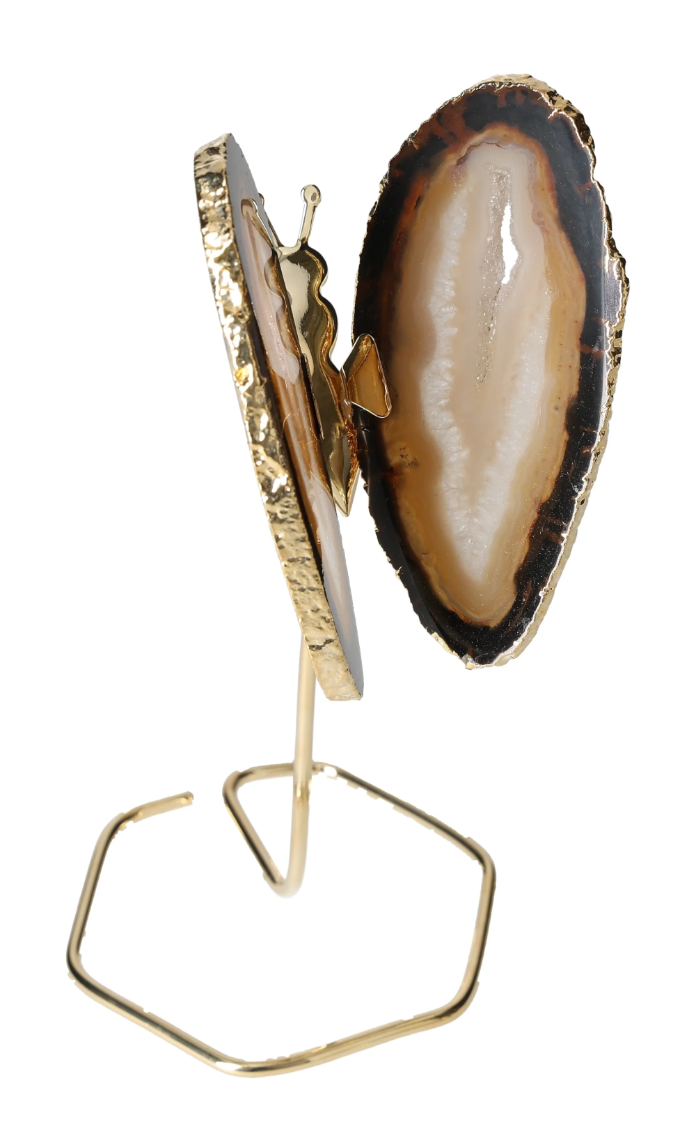 Agate Butterfly On Gold Metal Stand 629423