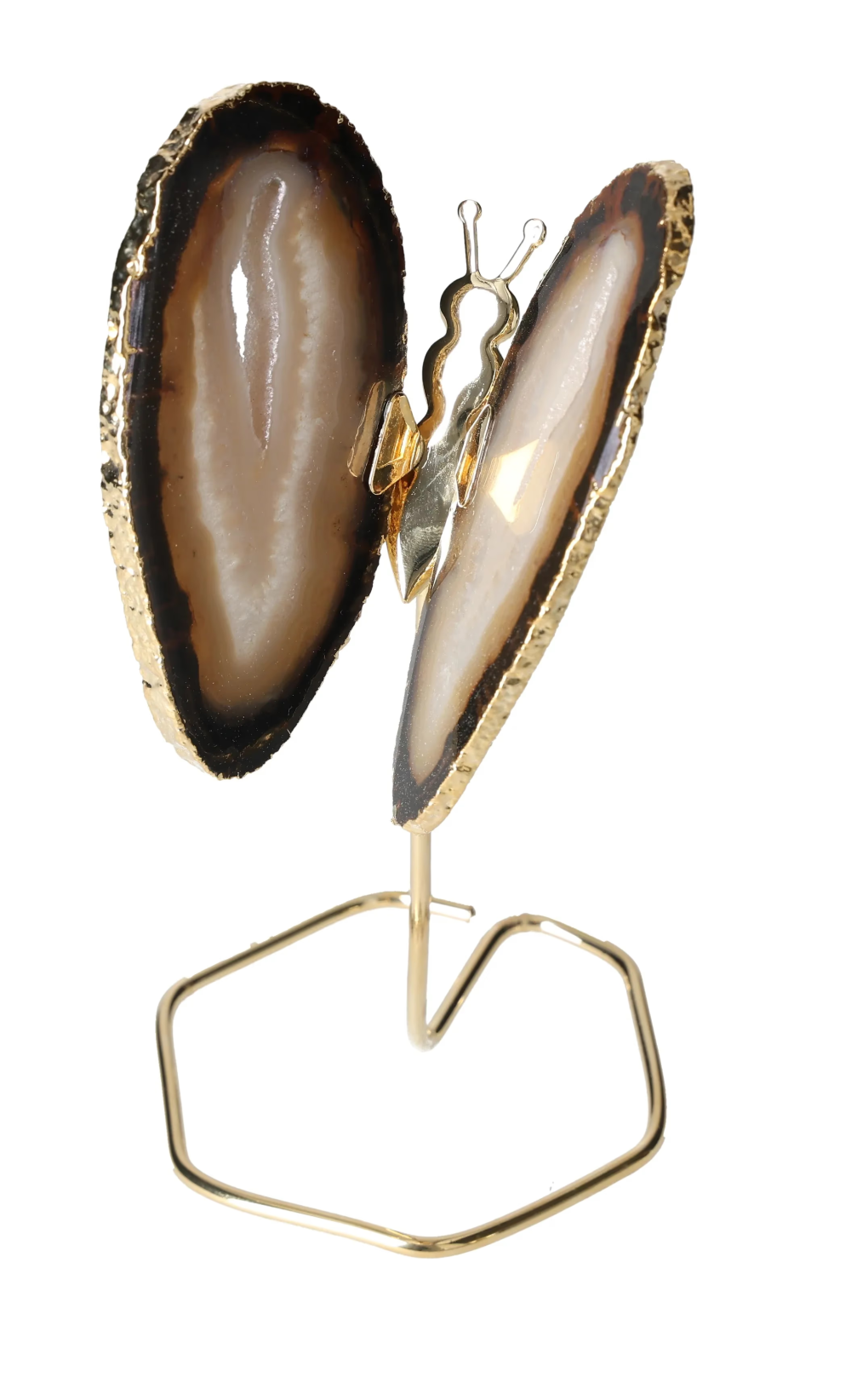 Agate Butterfly On Gold Metal Stand 629423
