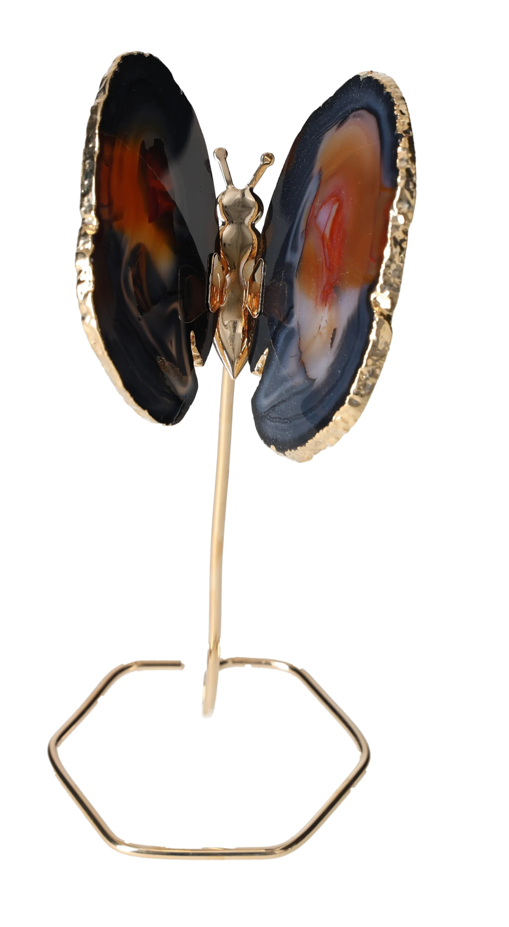 Agate Butterfly On Gold Metal Stand 629430