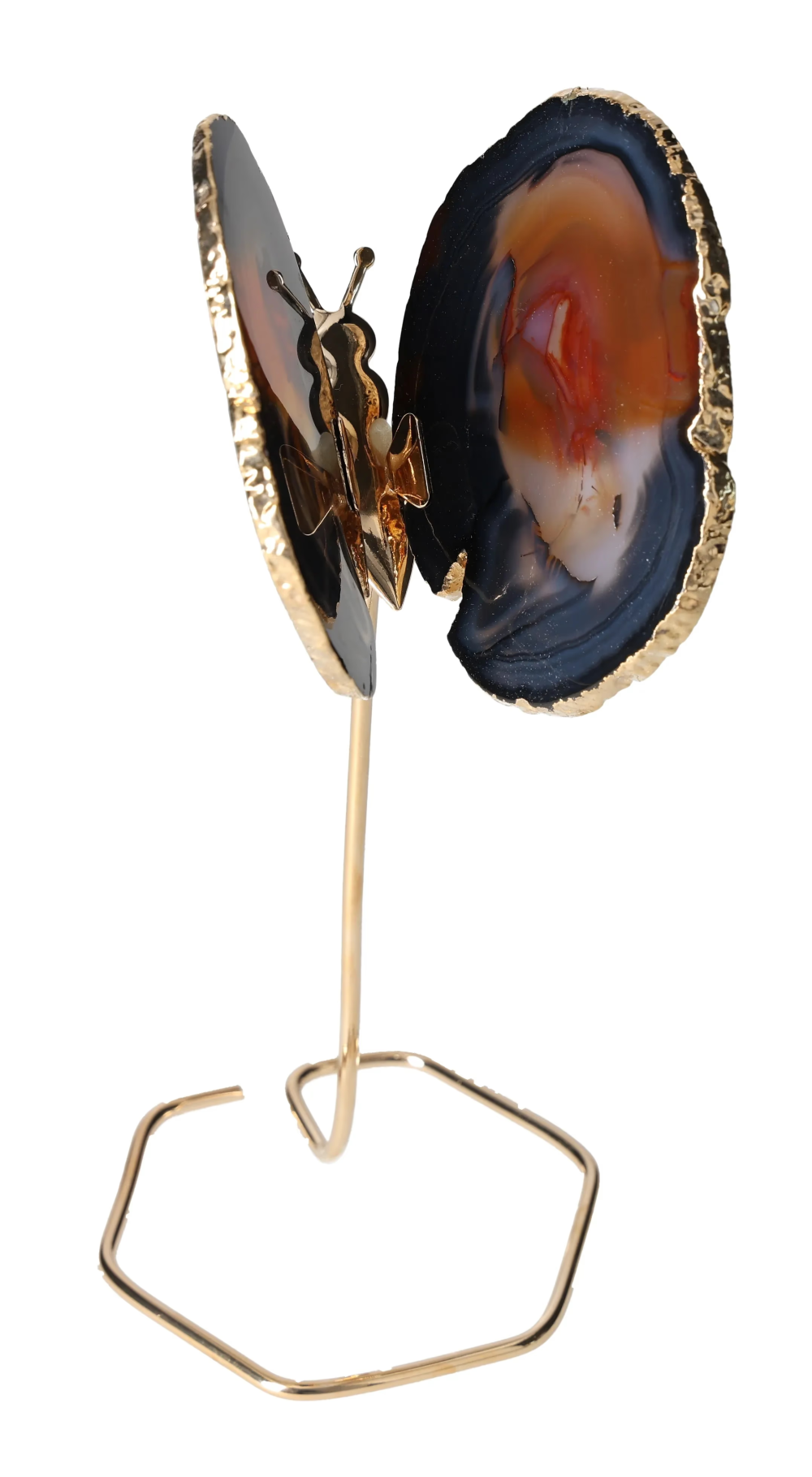 Agate Butterfly On Gold Metal Stand 629430
