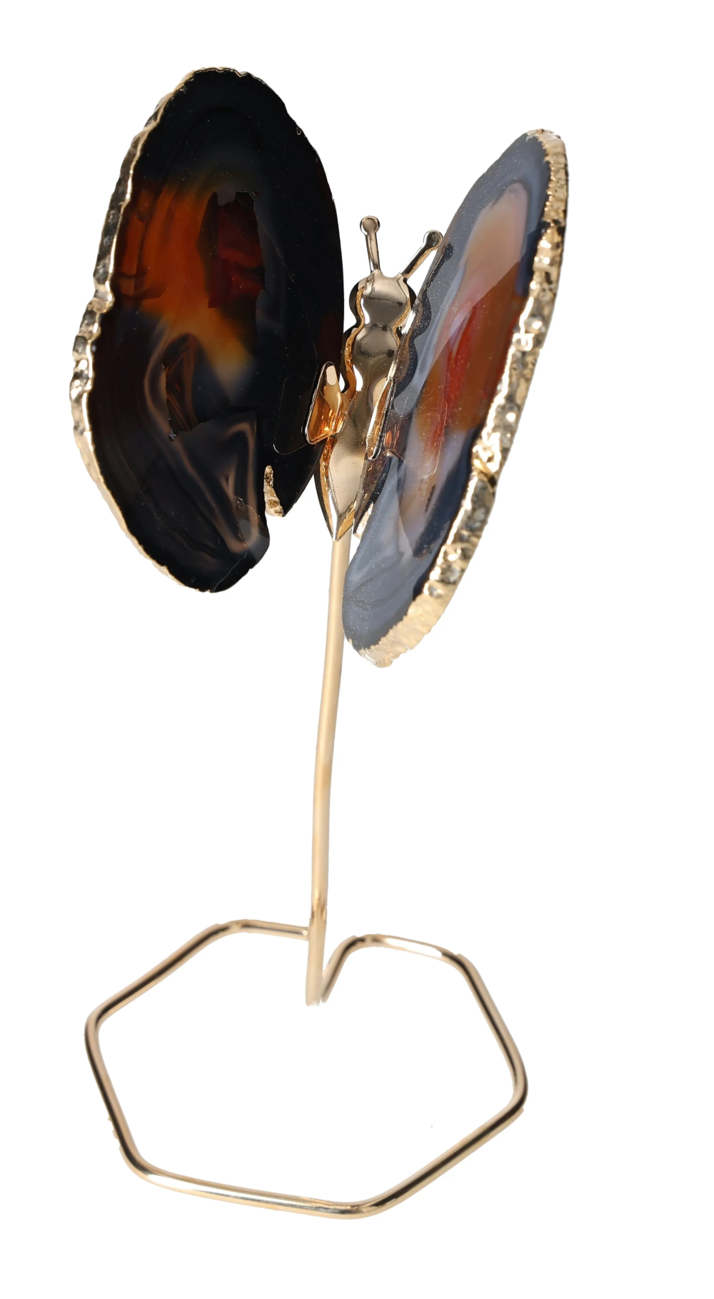 Agate Butterfly On Gold Metal Stand 629430