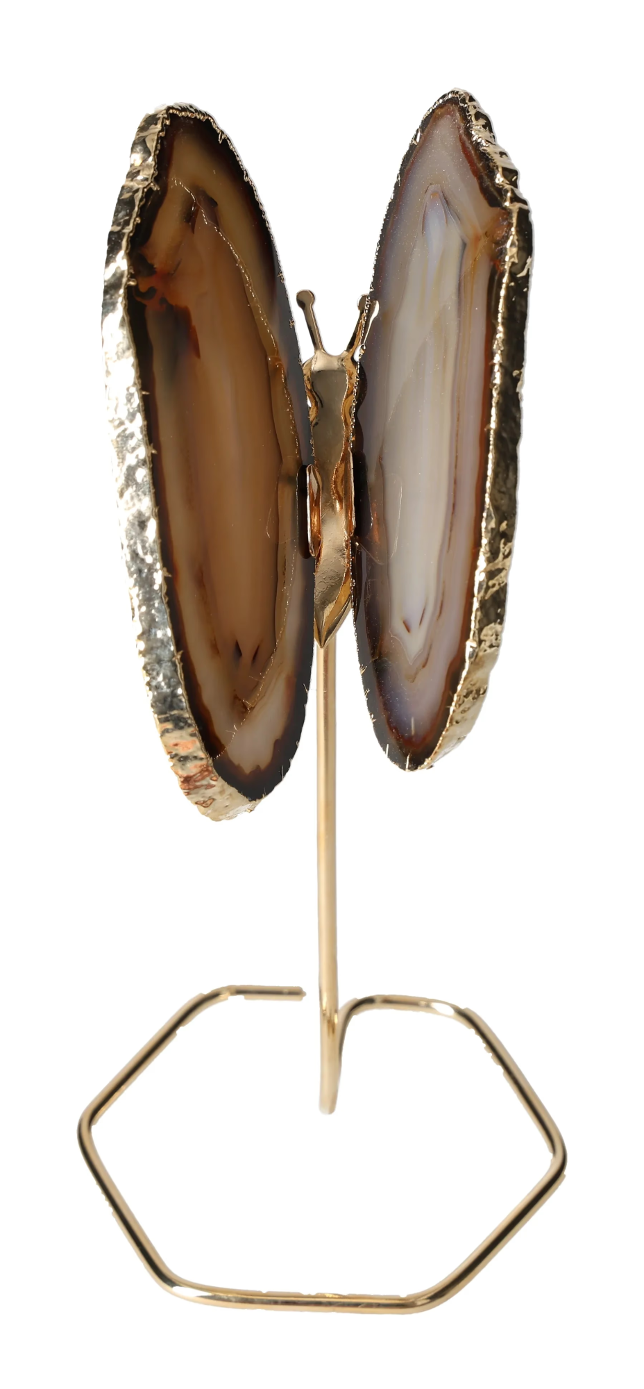 Agate Butterfly On Gold Metal Stand 629454