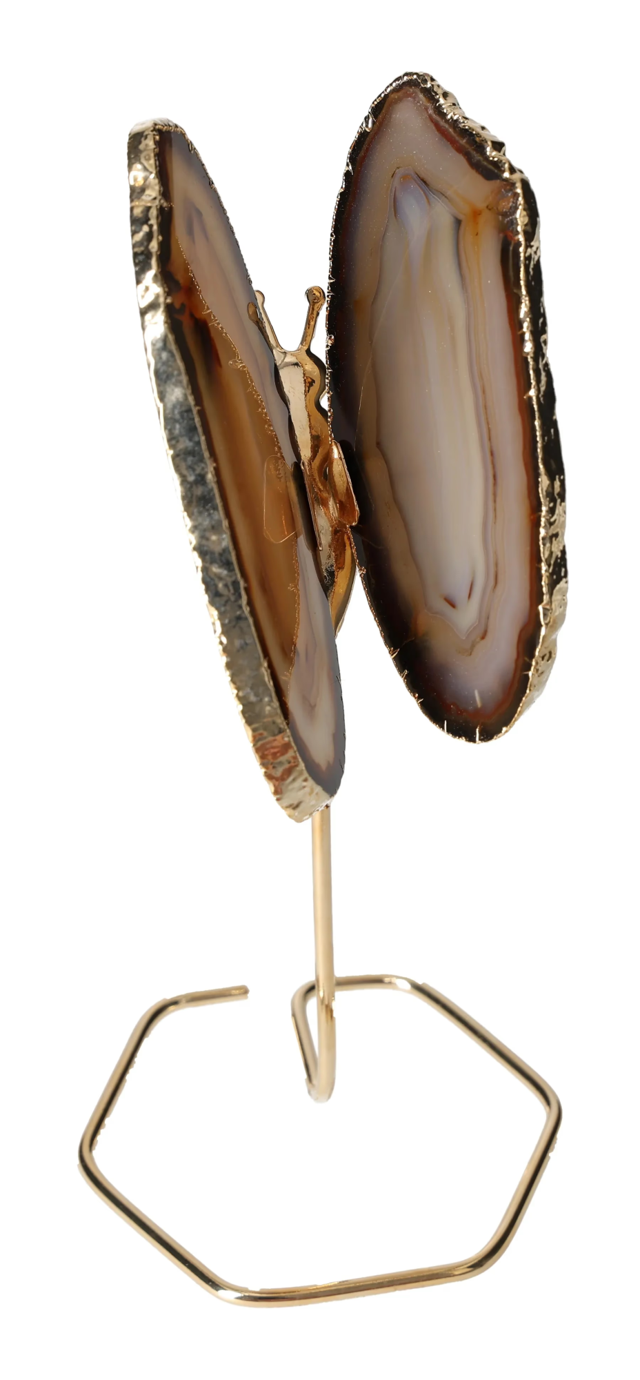 Agate Butterfly On Gold Metal Stand 629454