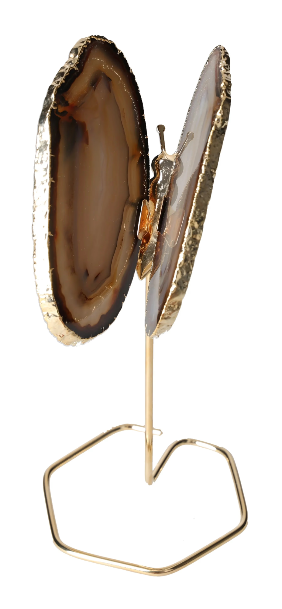 Agate Butterfly On Gold Metal Stand 629454