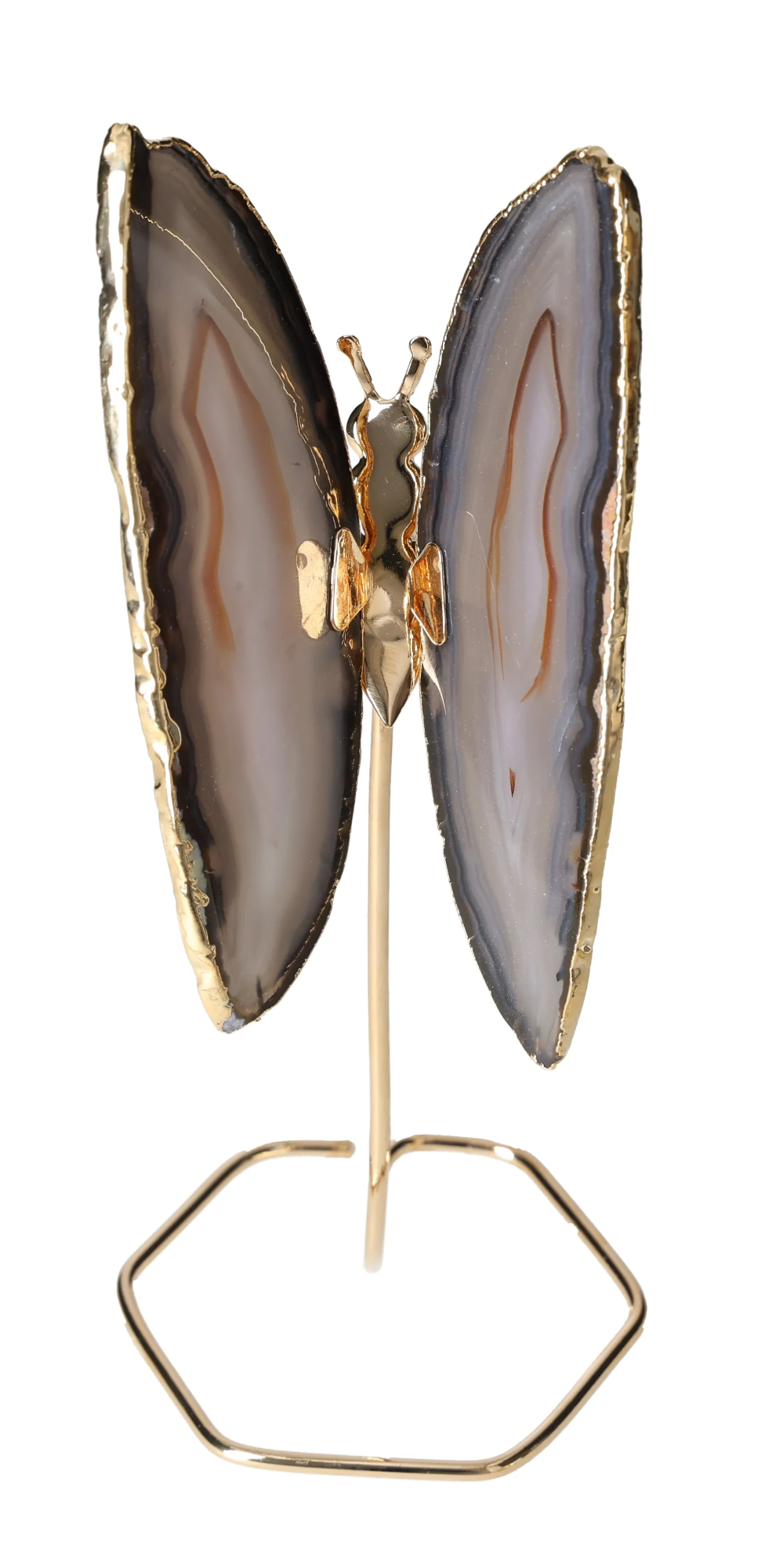 Agate Butterfly On Gold Metal Stand 629461