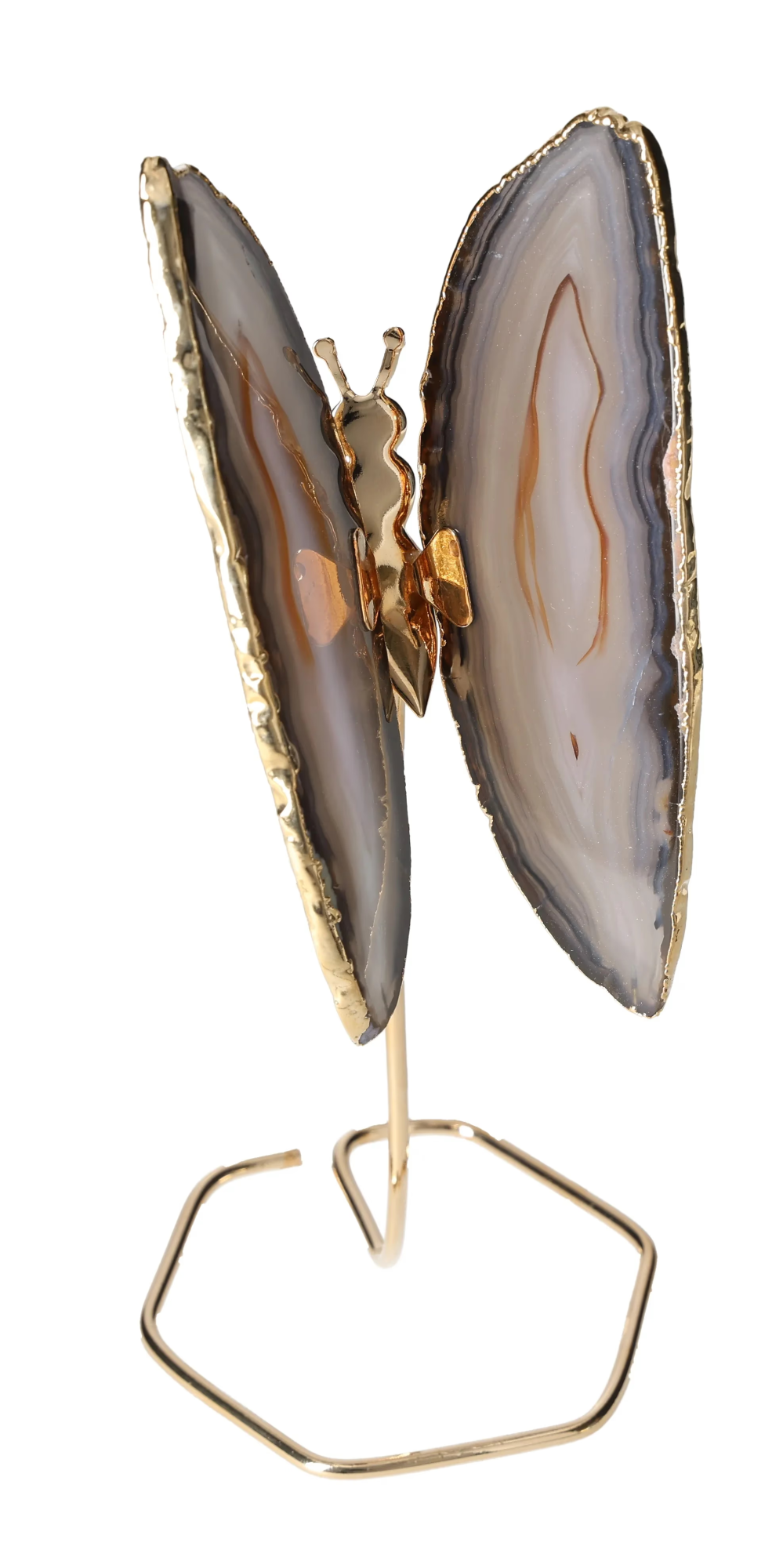 Agate Butterfly On Gold Metal Stand 629461