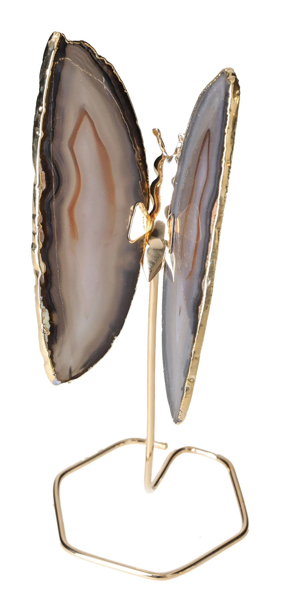 Agate Butterfly On Gold Metal Stand 629461