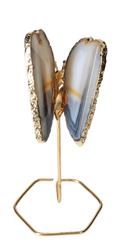 Agate Butterfly On Gold Metal Stand 629508