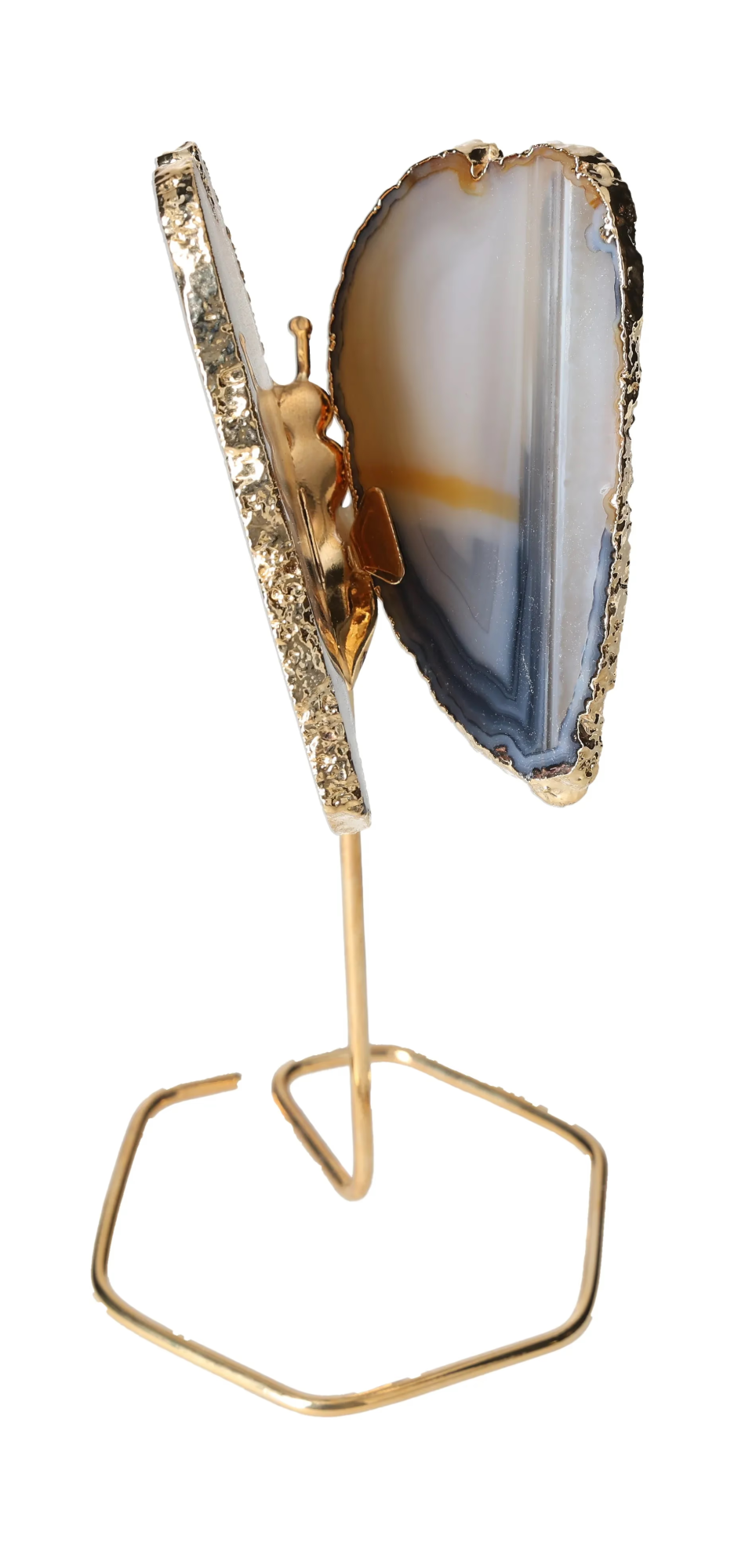 Agate Butterfly On Gold Metal Stand 629508