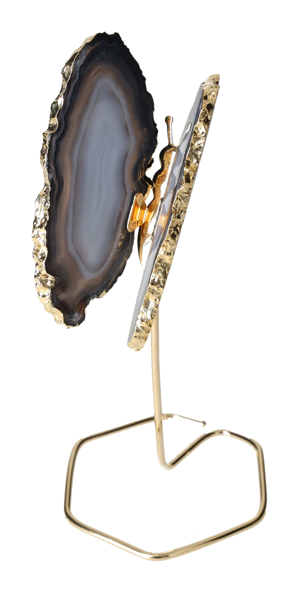Agate Butterfly On Gold Metal Stand 629515