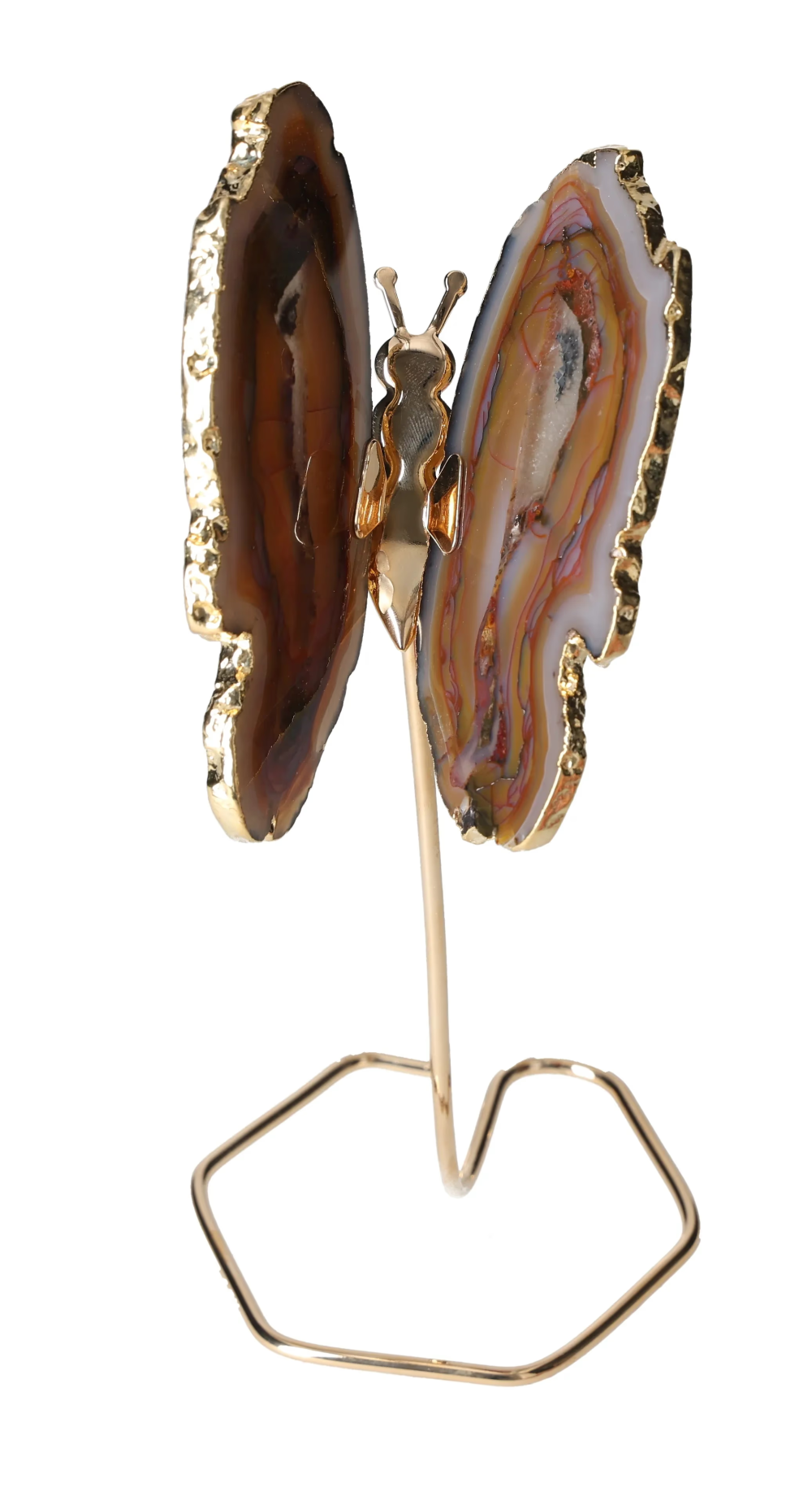 Agate Butterfly On Gold Metal Stand 629577