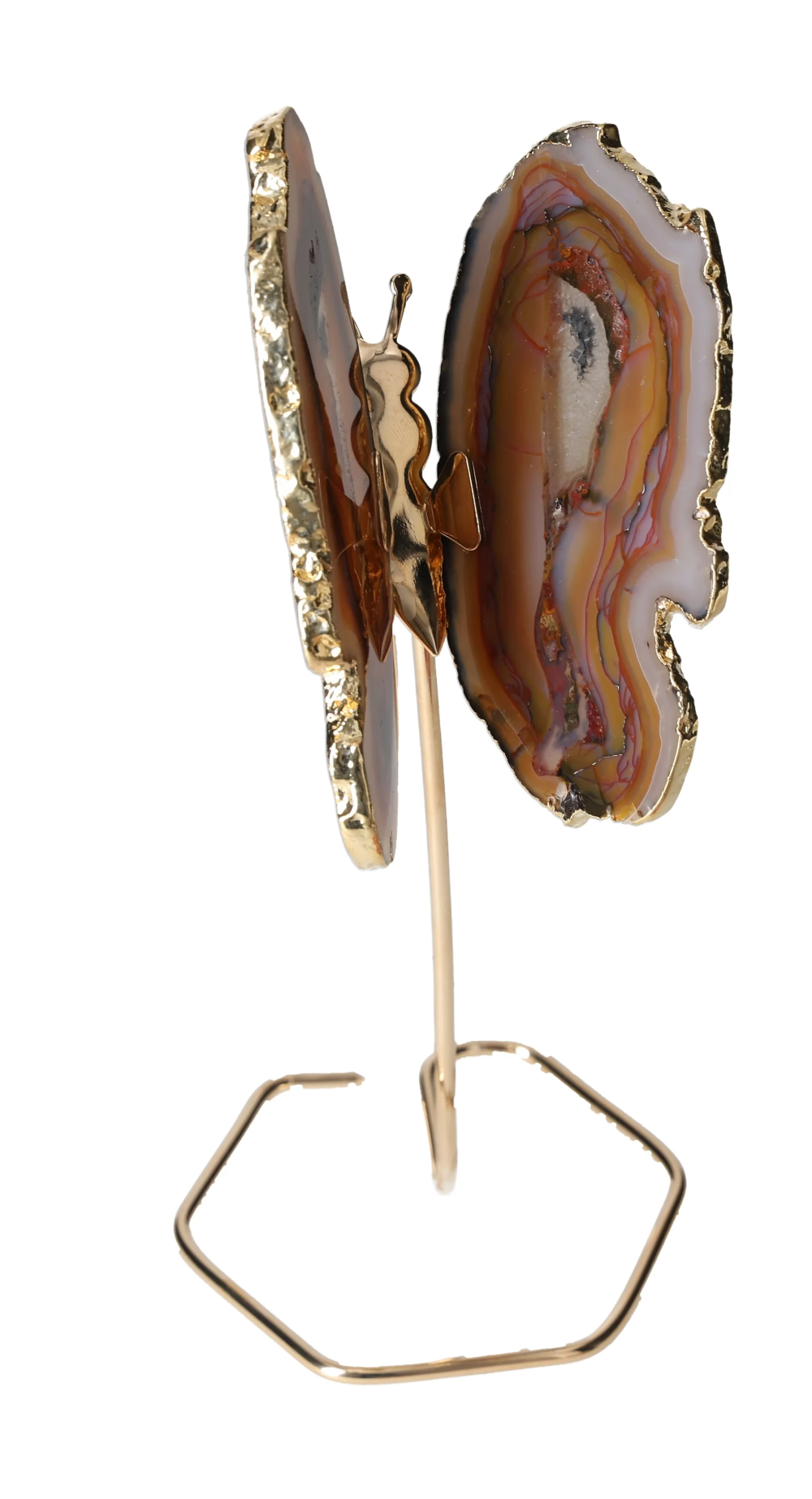 Agate Butterfly On Gold Metal Stand 629577