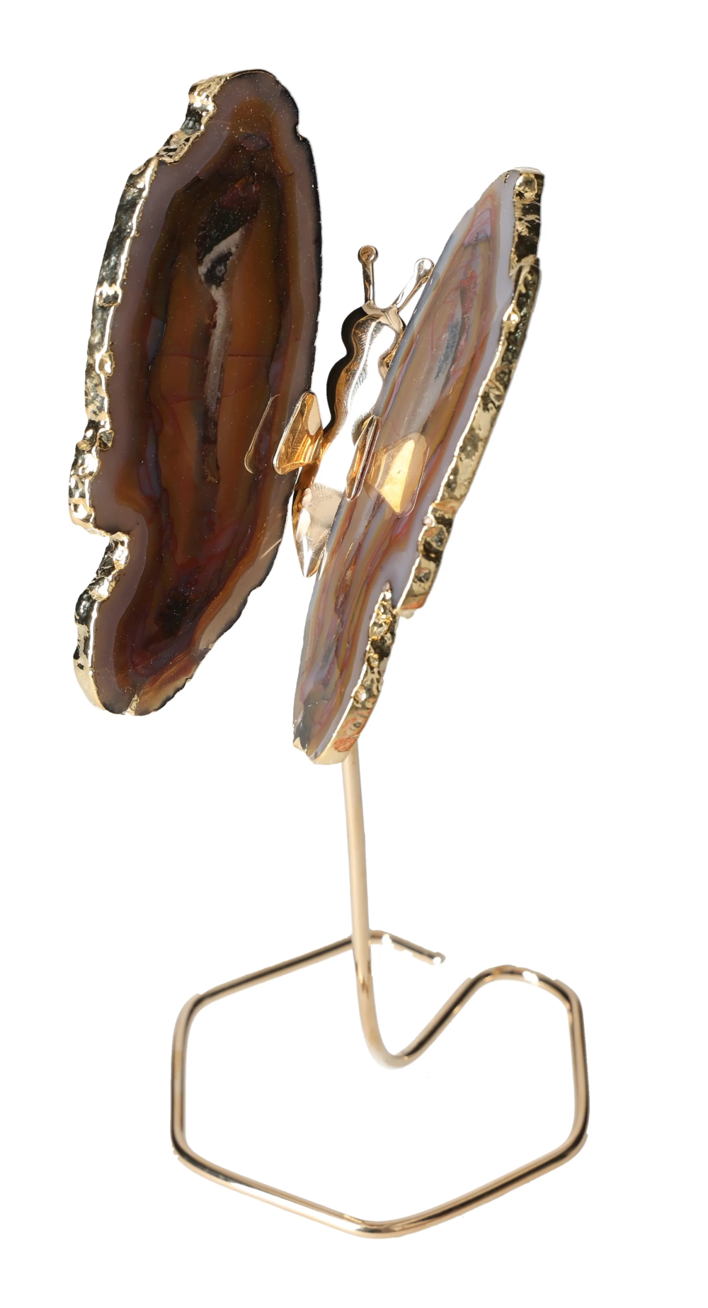 Agate Butterfly On Gold Metal Stand 629577