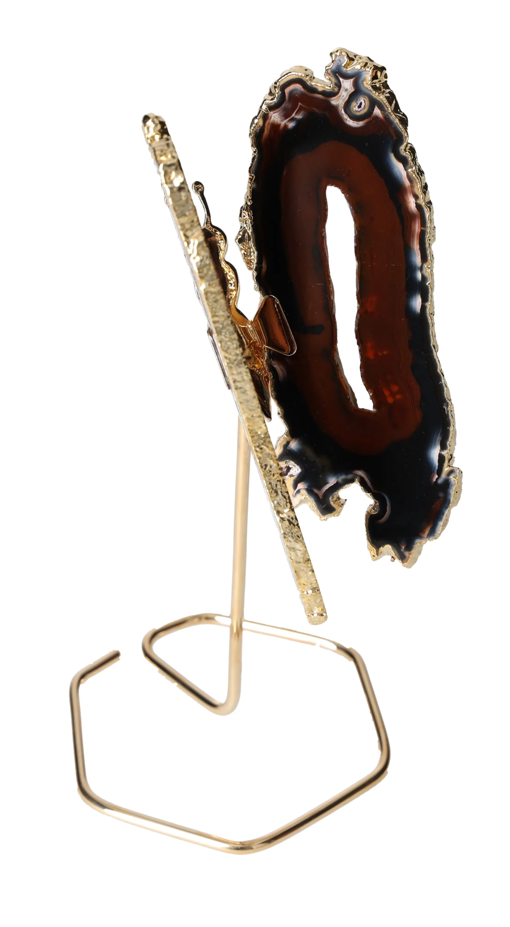 Agate Butterfly On Gold Metal Stand 629584