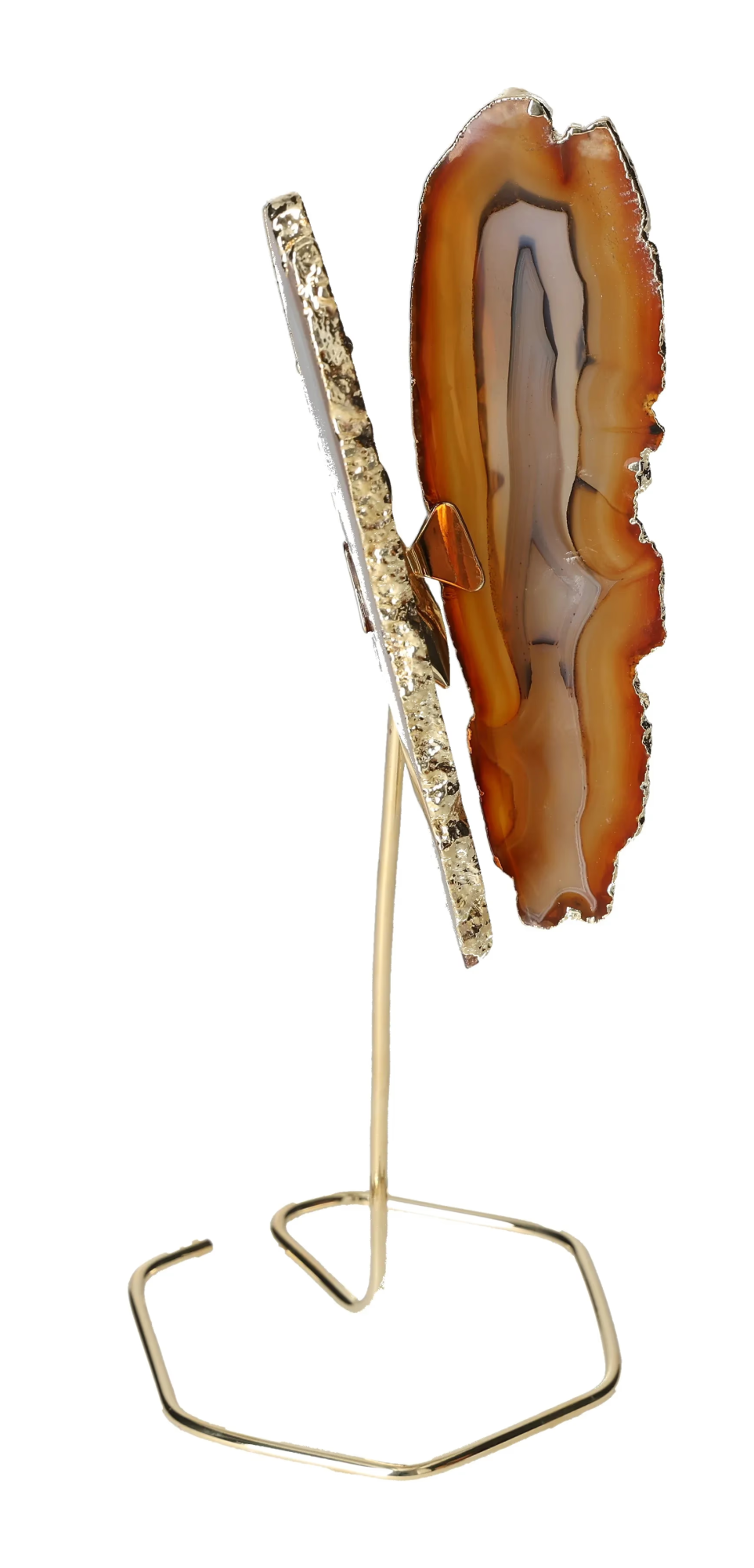 Agate Butterfly On Gold Metal Stand 629607