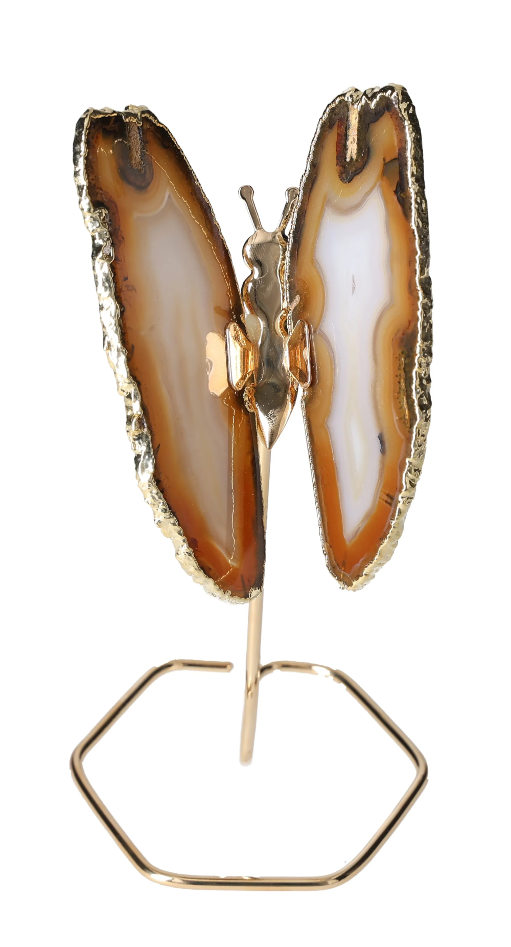 Agate Butterfly On Gold Metal Stand 629621