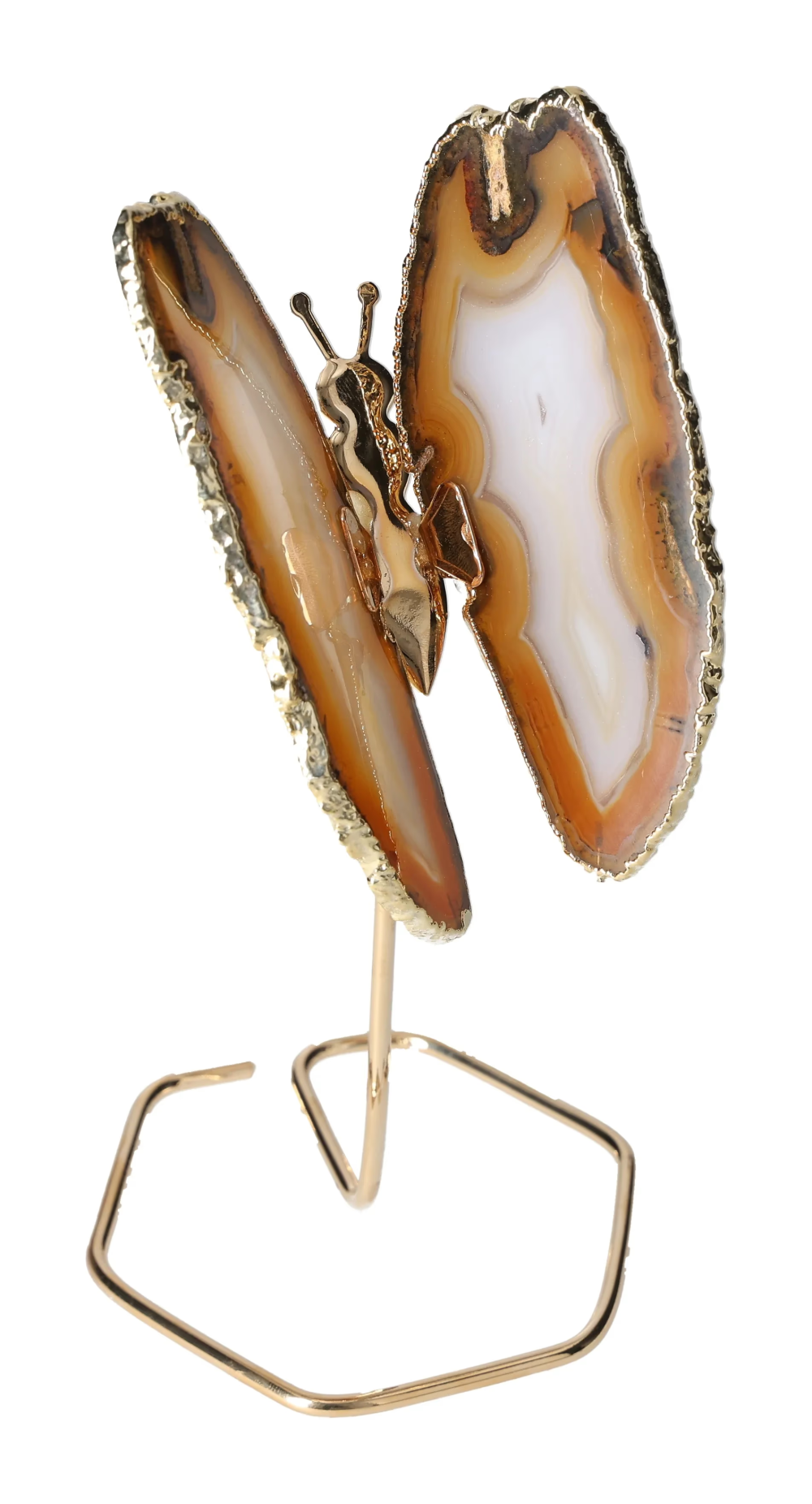 Agate Butterfly On Gold Metal Stand 629621