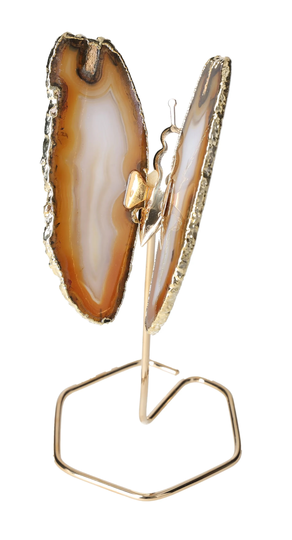 Agate Butterfly On Gold Metal Stand 629621