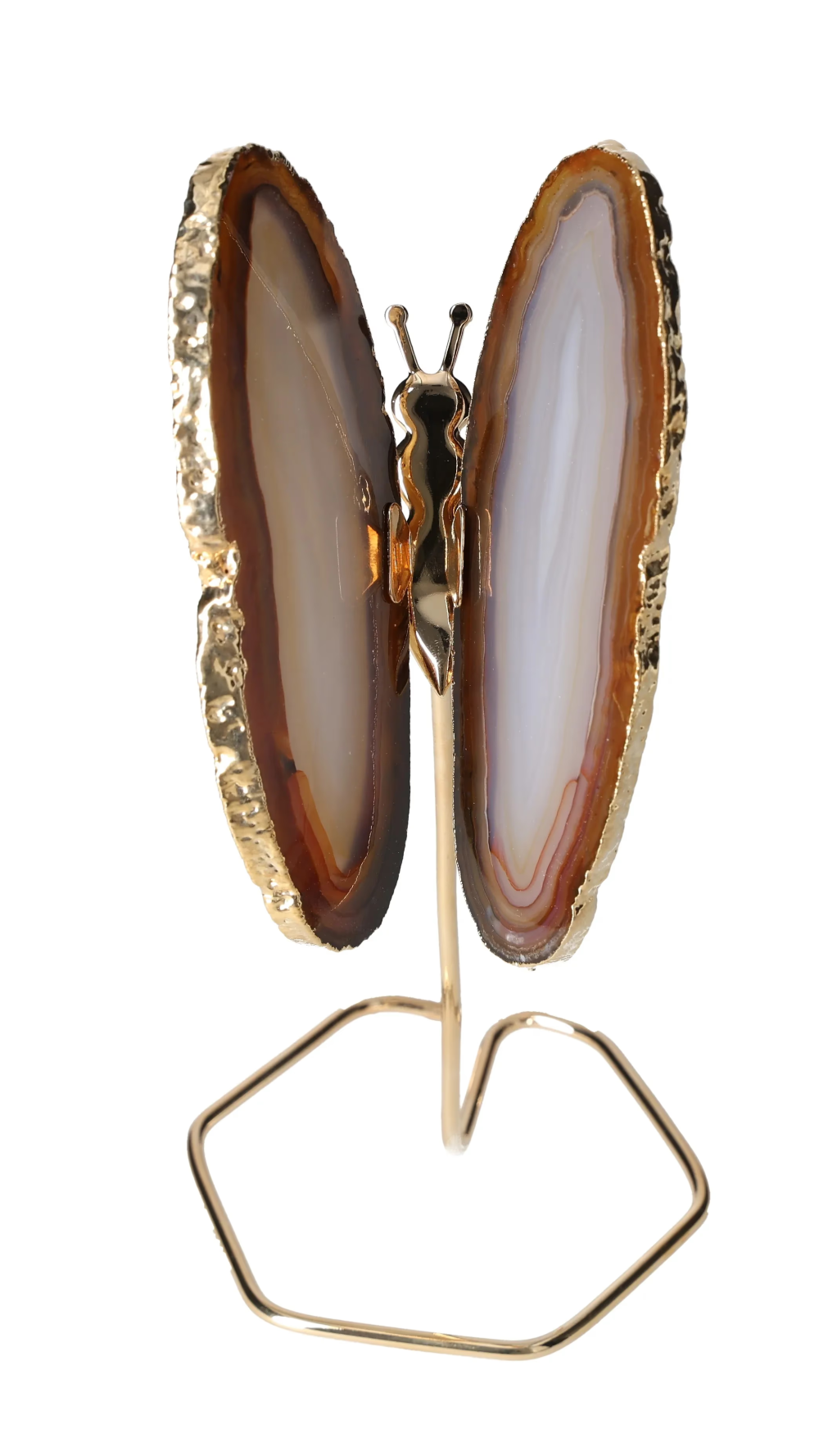 Agate Butterfly On Gold Metal Stand 629645