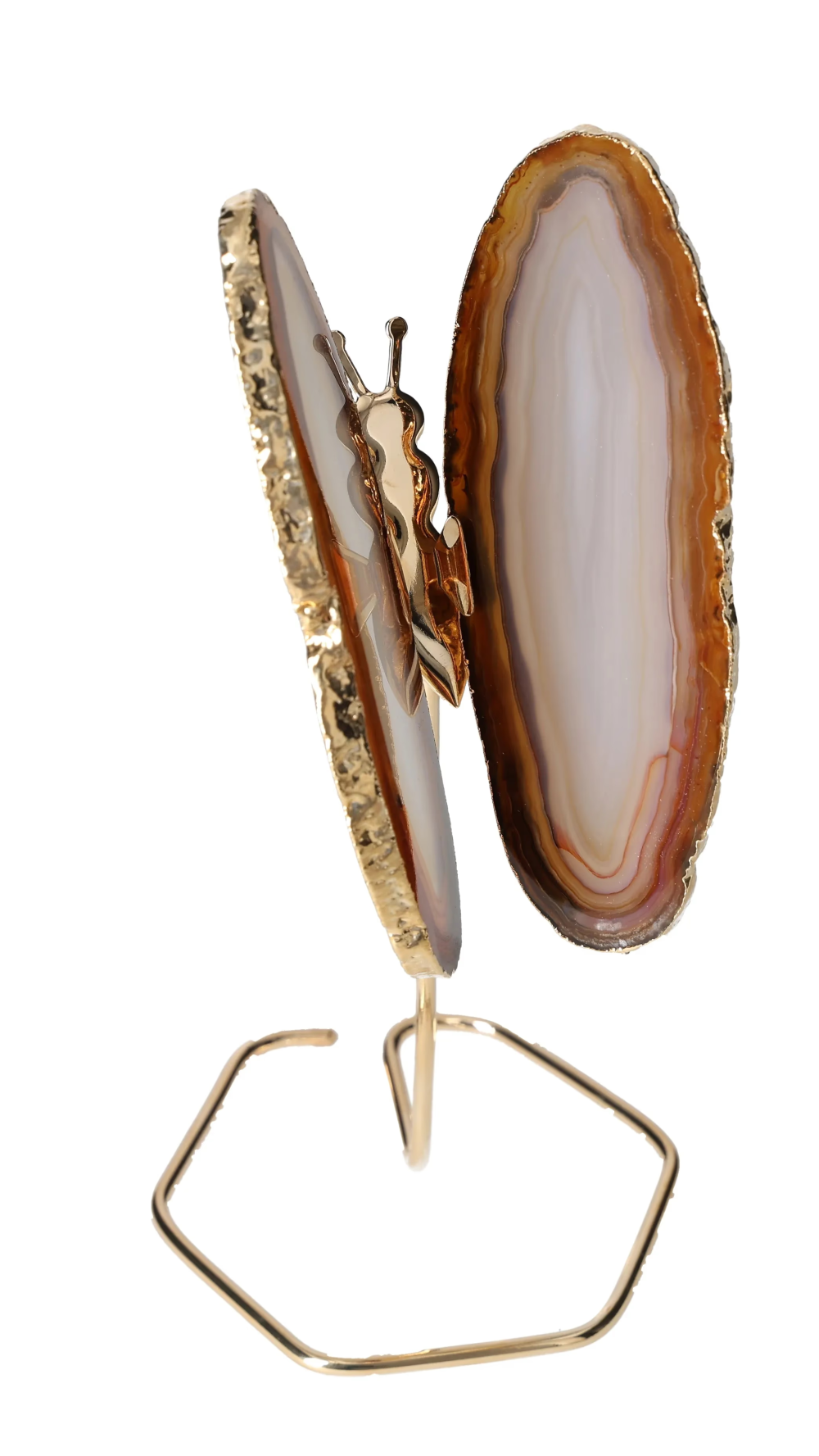Agate Butterfly On Gold Metal Stand 629645