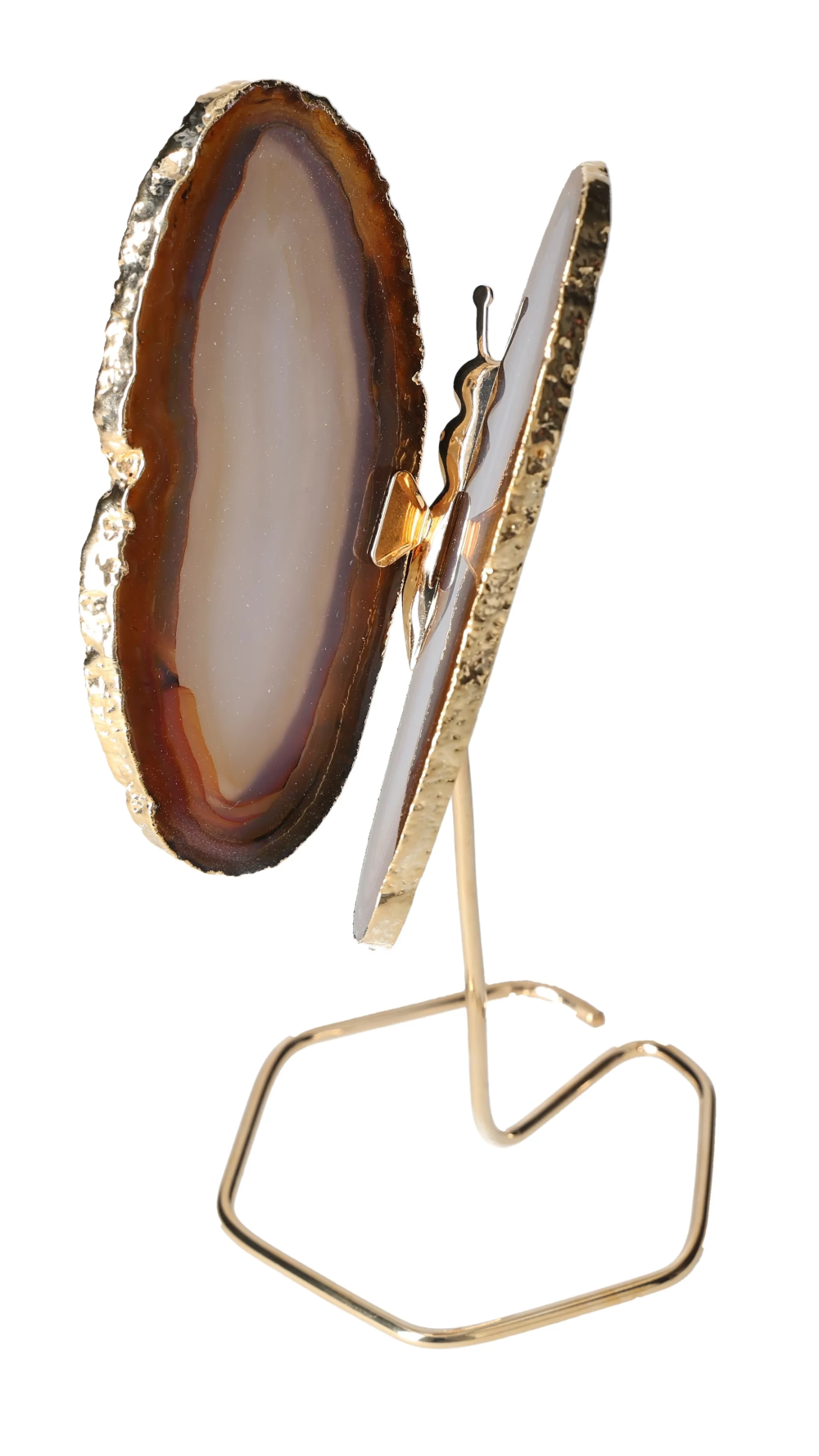 Agate Butterfly On Gold Metal Stand 629645