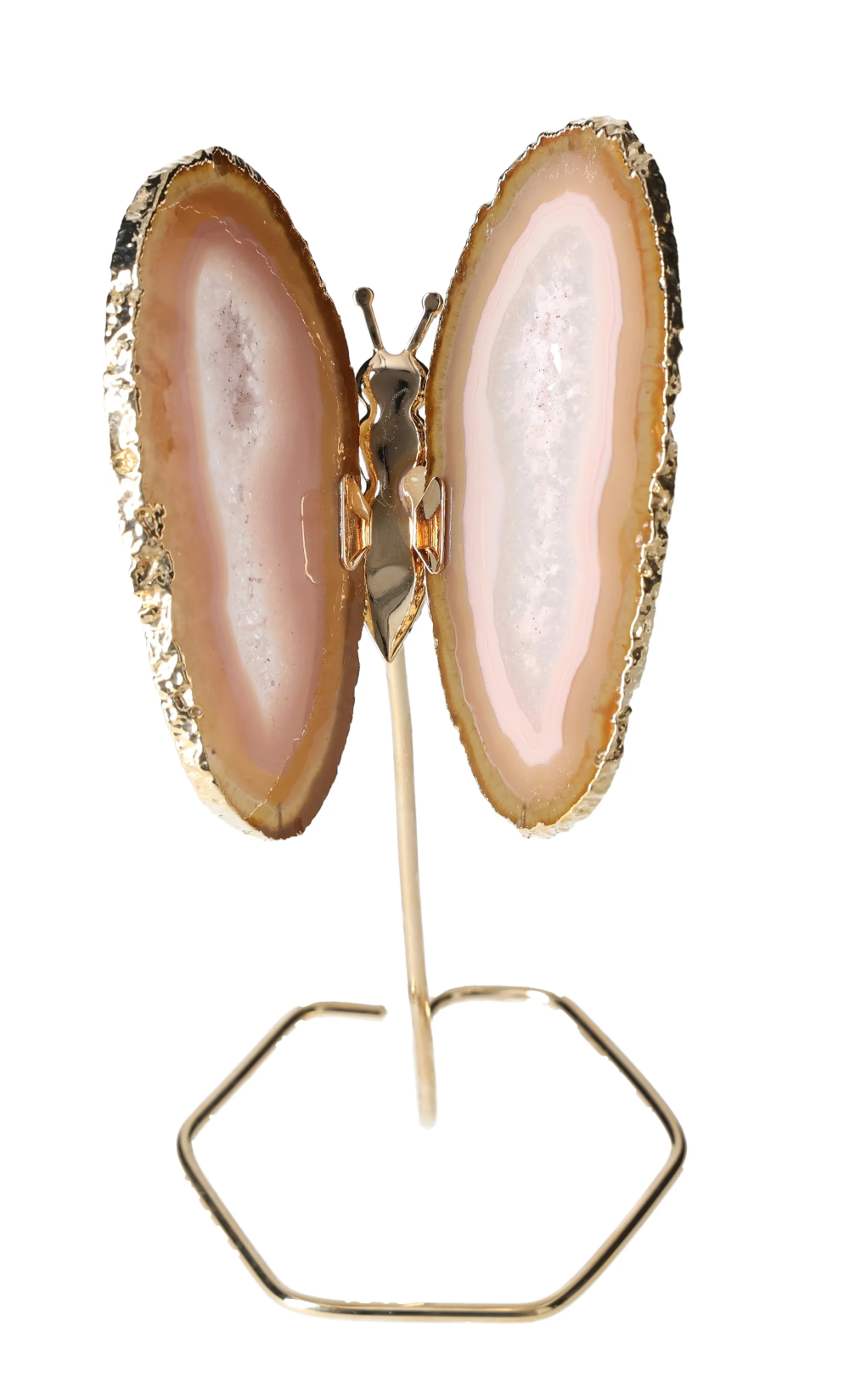 Agate Butterfly On Gold Metal Stand 629669