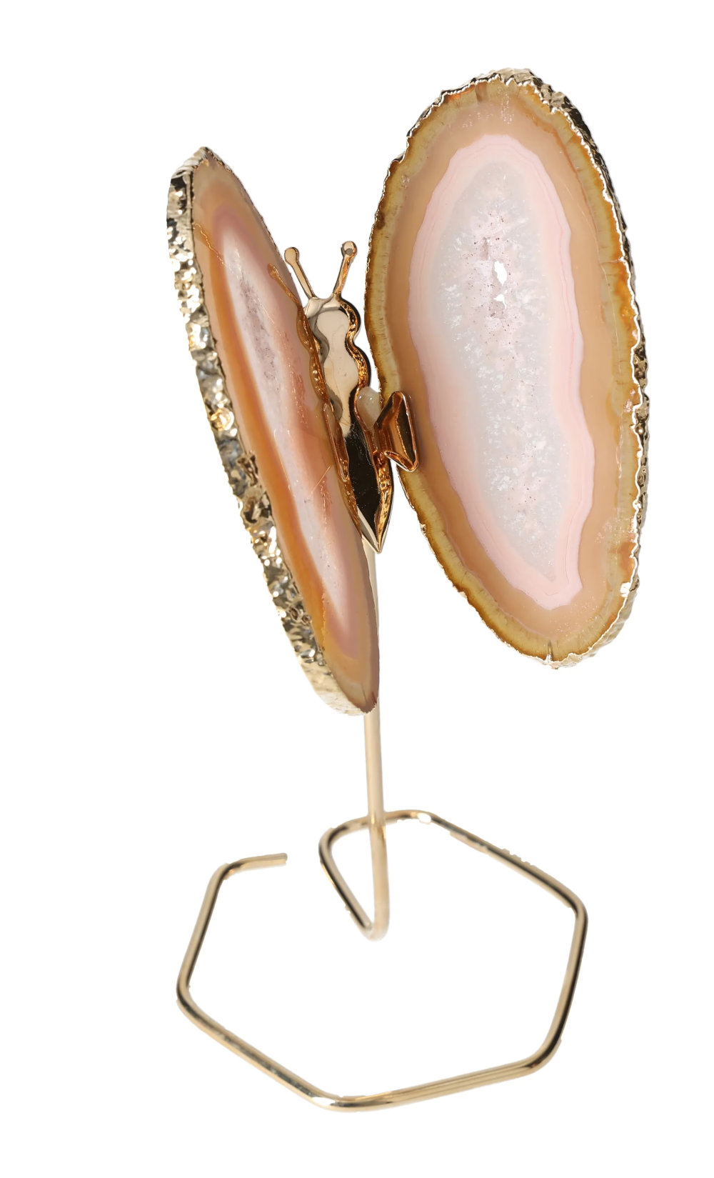 Agate Butterfly On Gold Metal Stand 629669