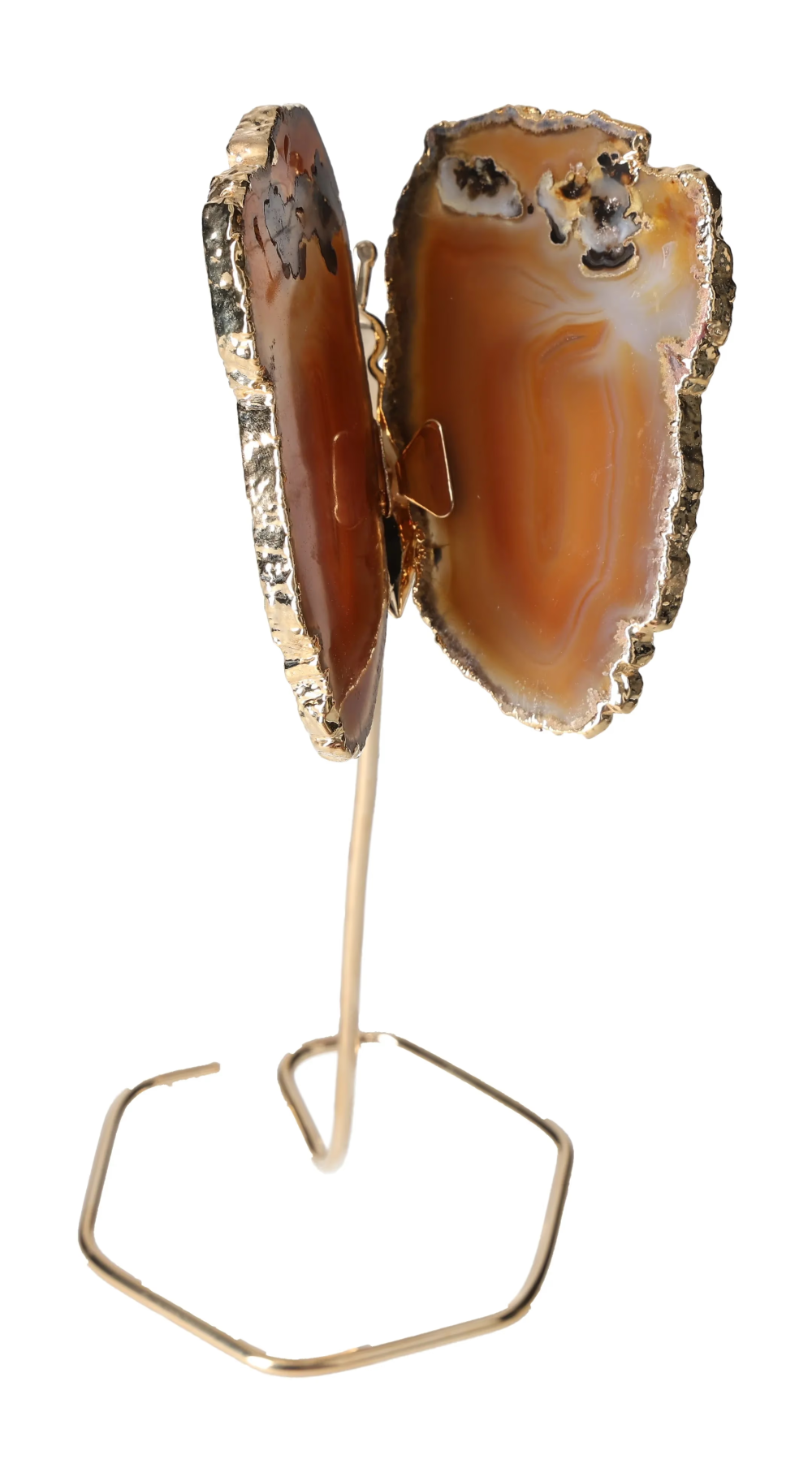 Agate Butterfly On Gold Metal Stand 629683