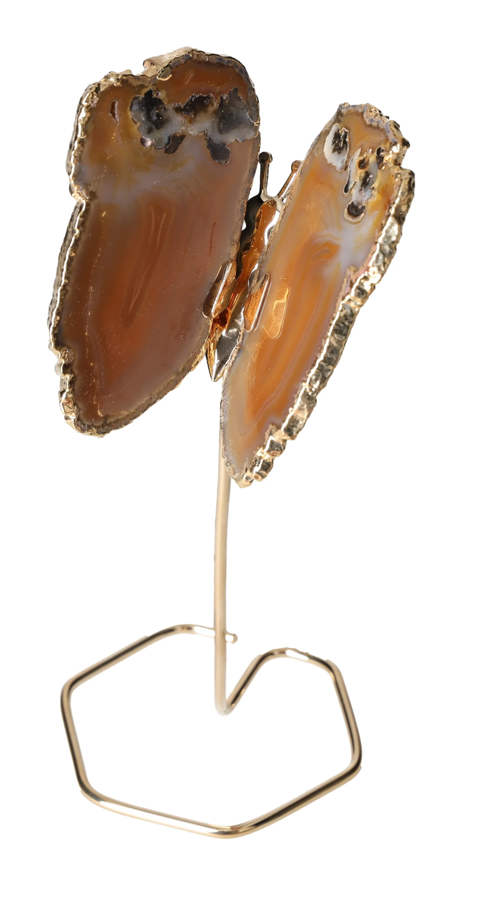 Agate Butterfly On Gold Metal Stand 629683