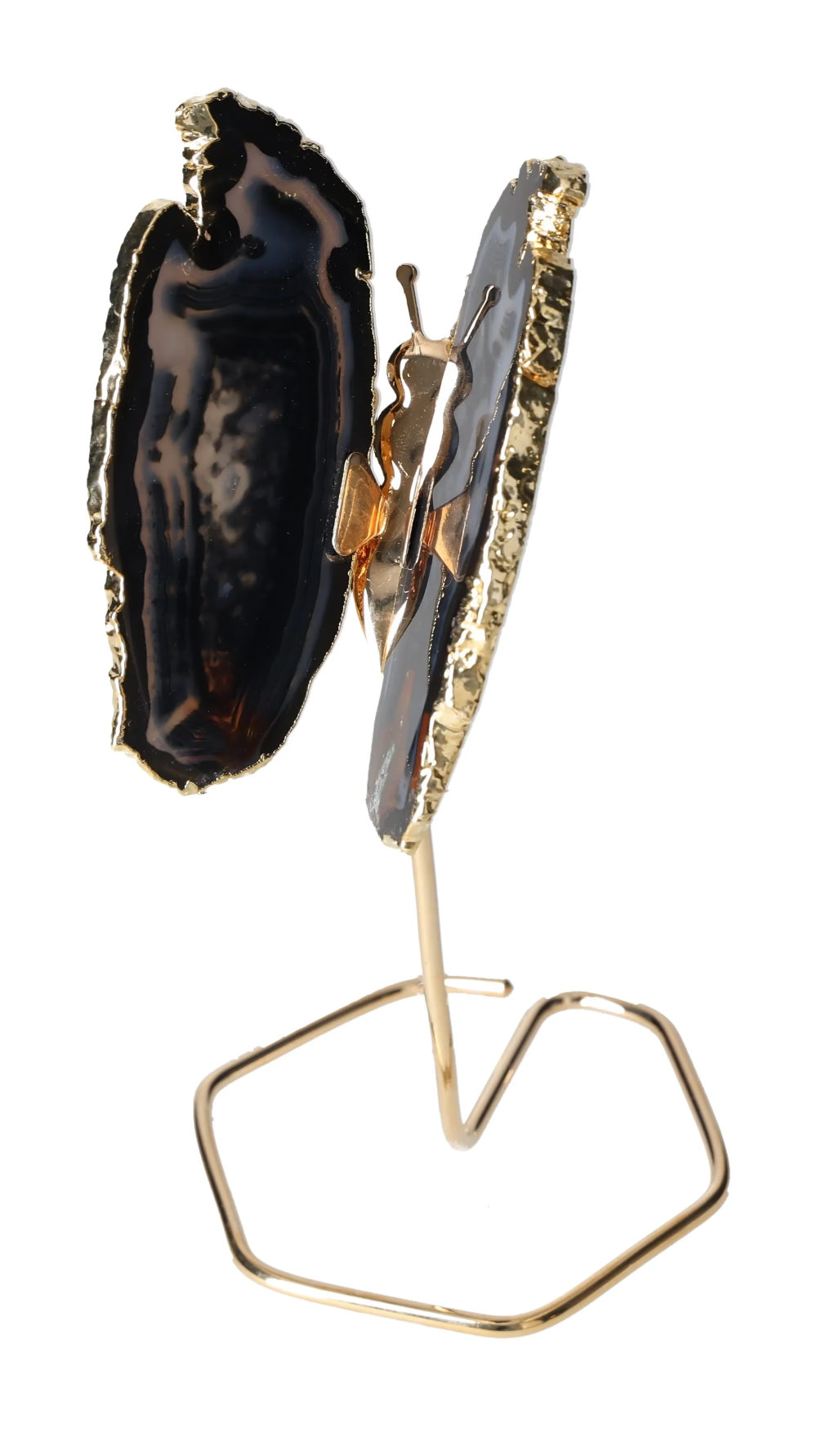 Agate Butterfly On Gold Metal Stand 629720