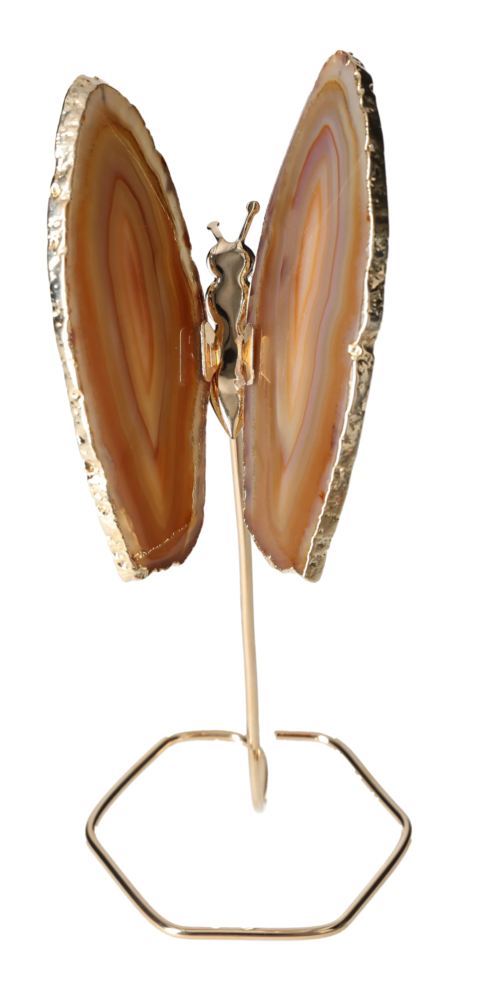 Agate Butterfly On Gold Metal Stand 629737