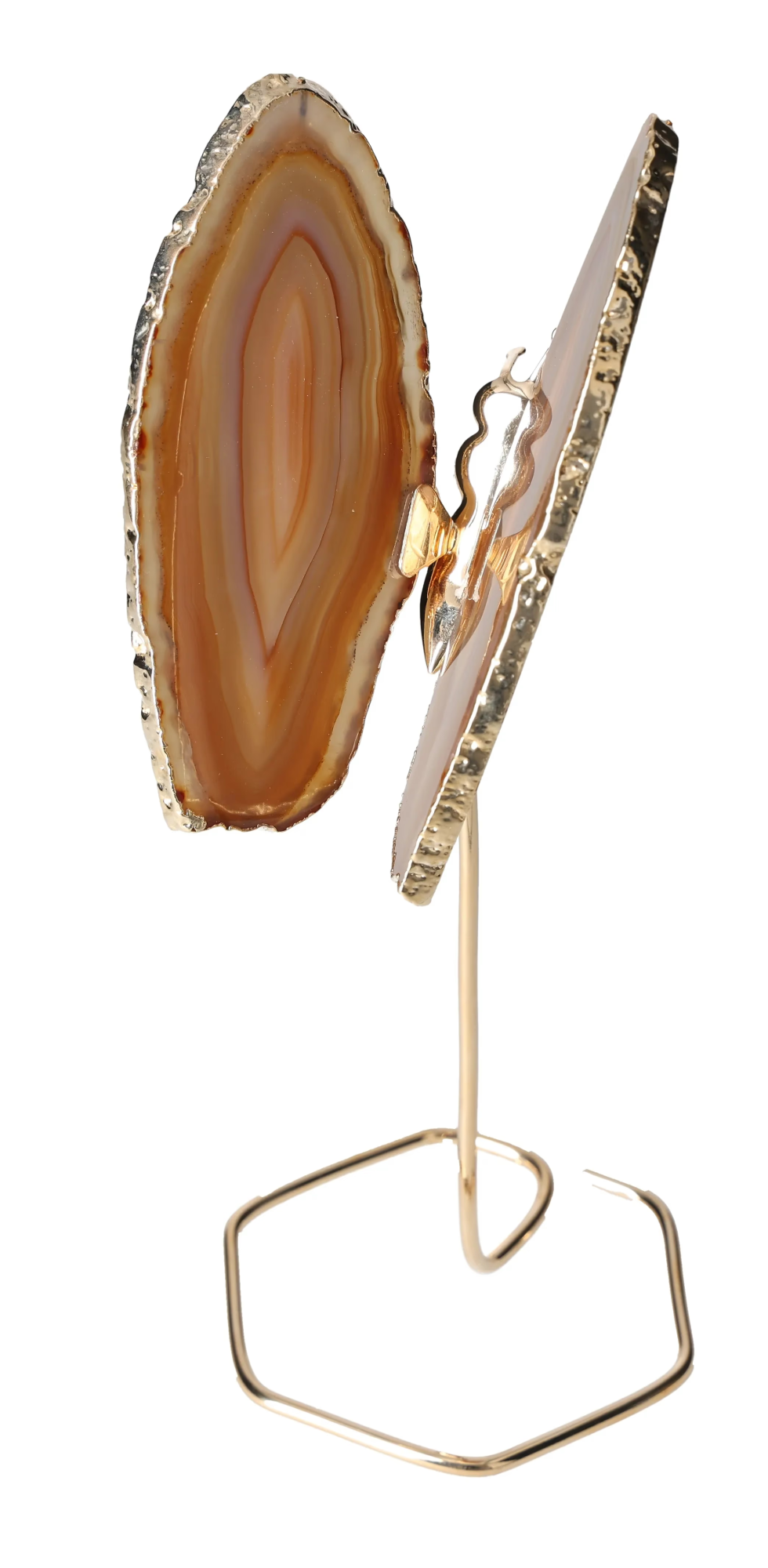 Agate Butterfly On Gold Metal Stand 629737