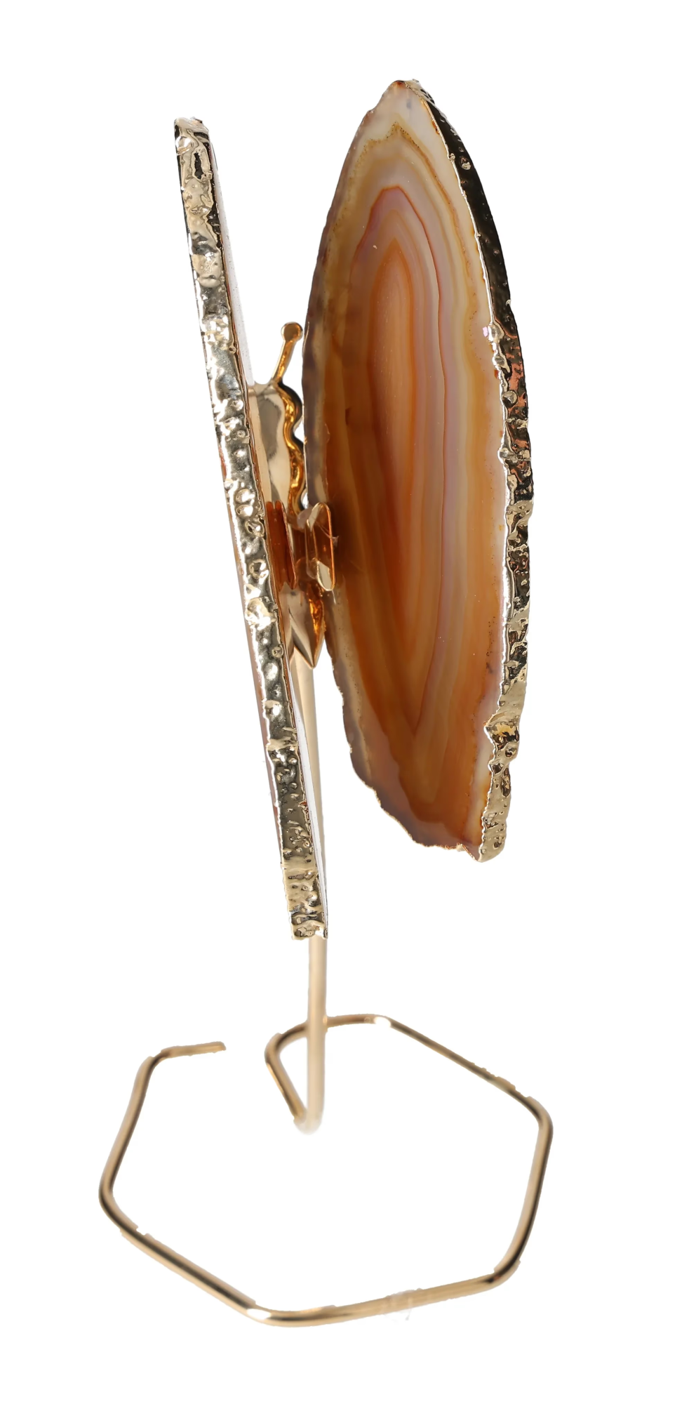 Agate Butterfly On Gold Metal Stand 629751
