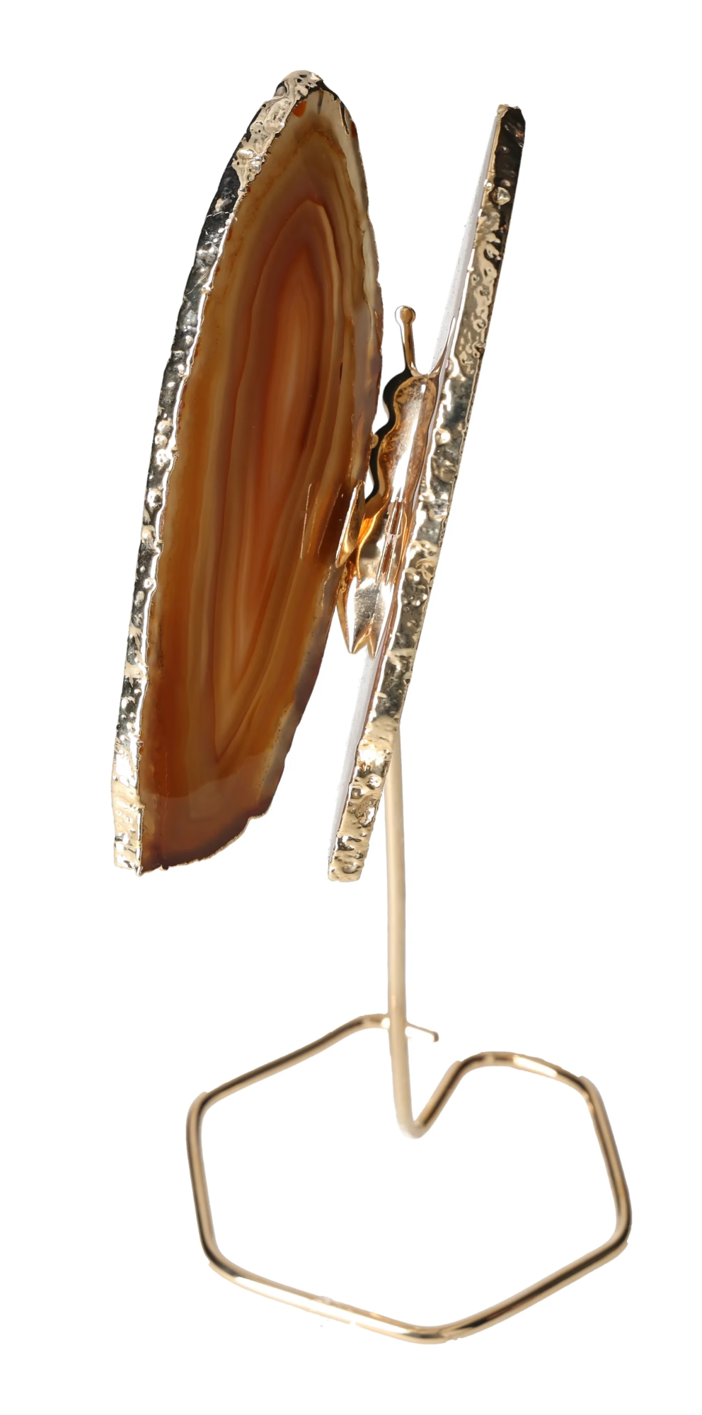 Agate Butterfly On Gold Metal Stand 629751
