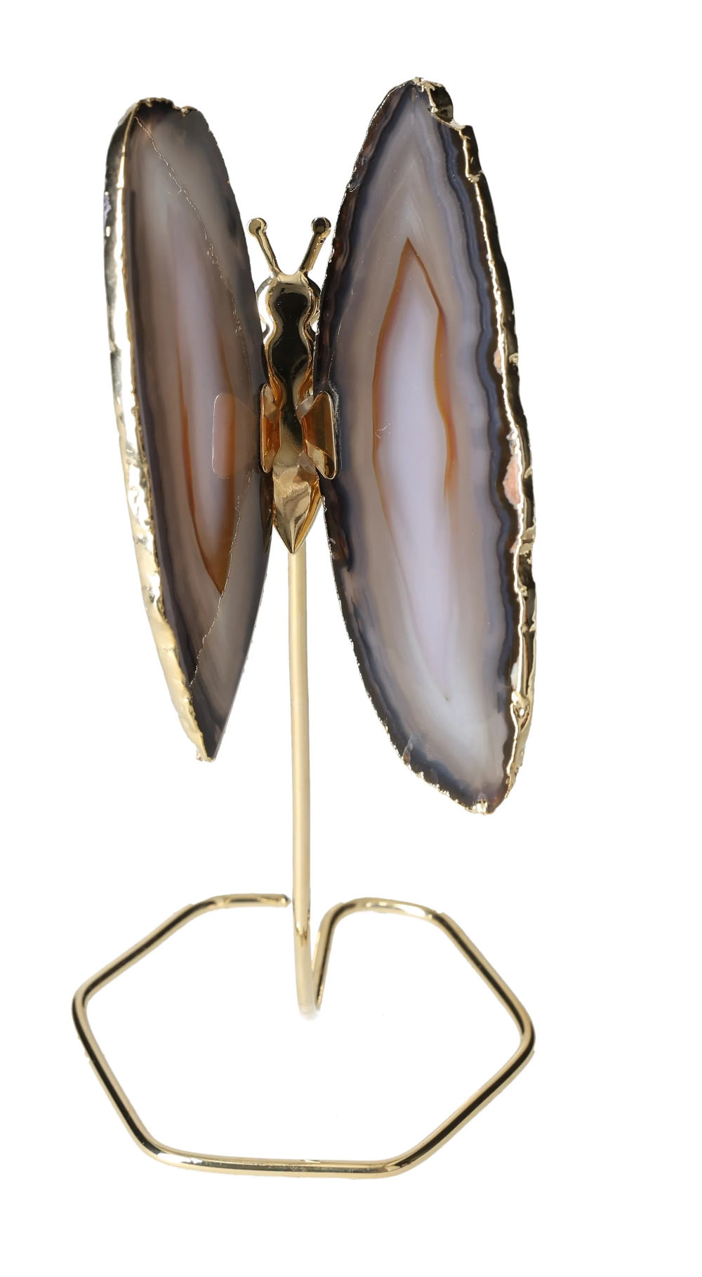 Agate Butterfly On Gold Metal Stand 629768