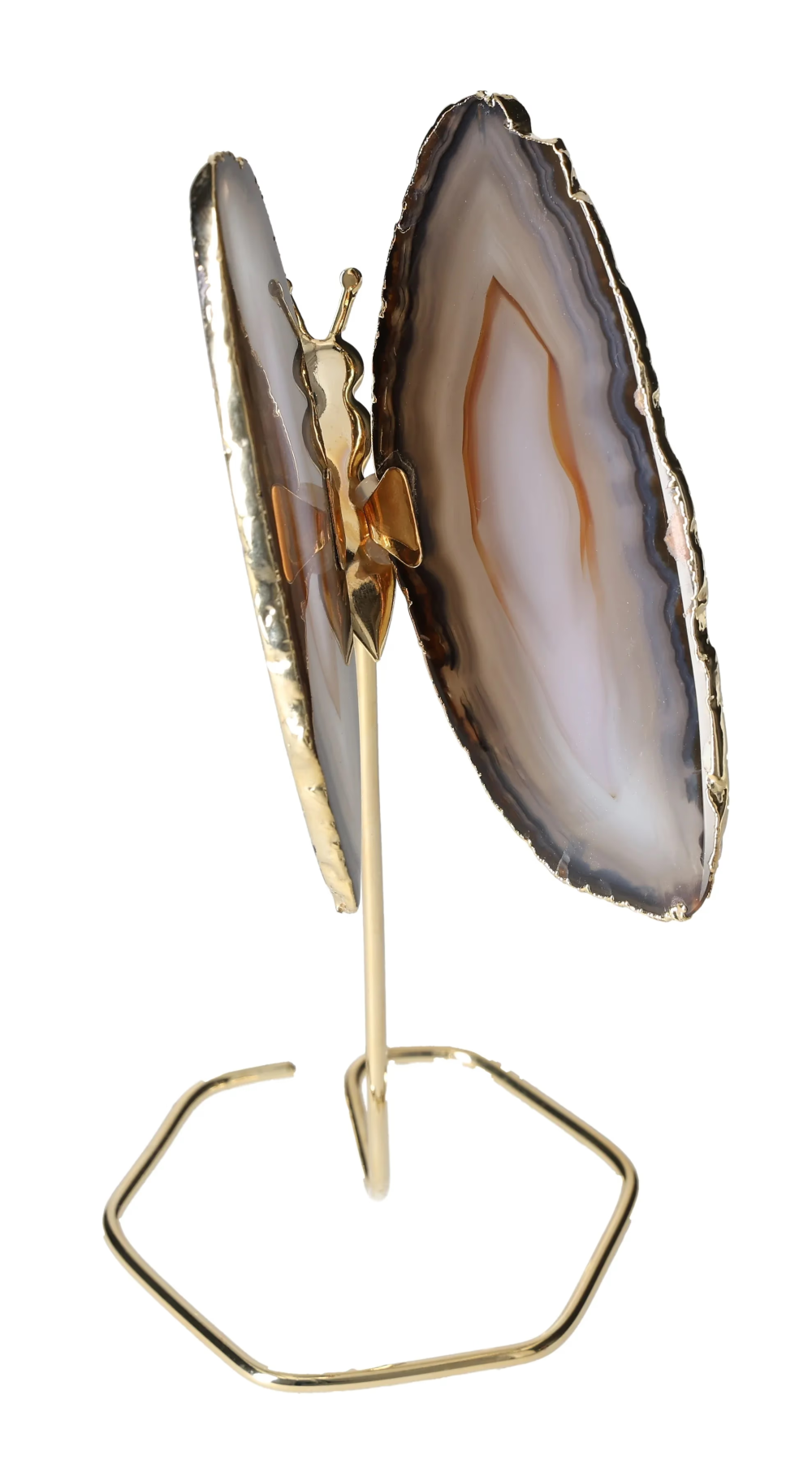 Agate Butterfly On Gold Metal Stand 629768