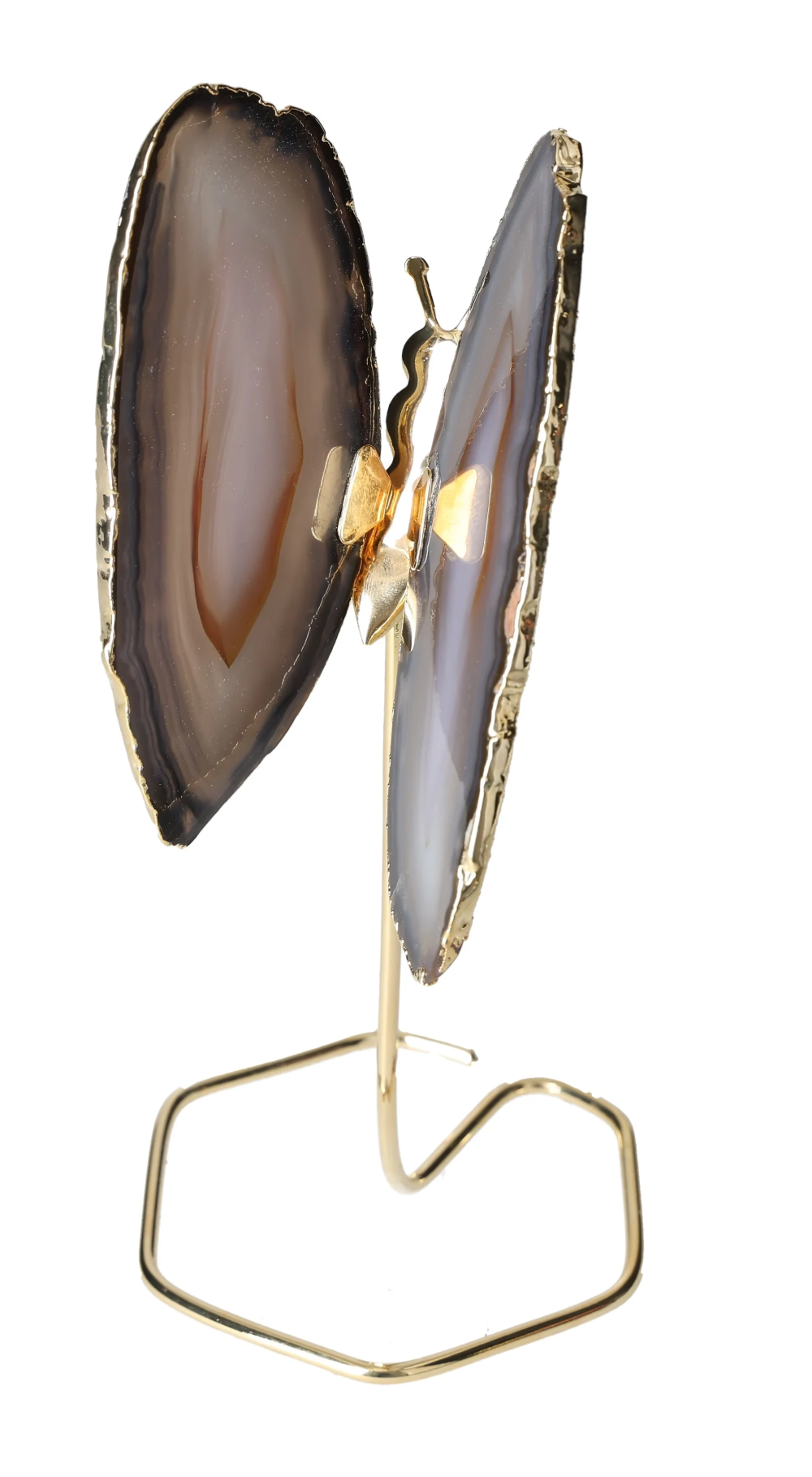 Agate Butterfly On Gold Metal Stand 629768