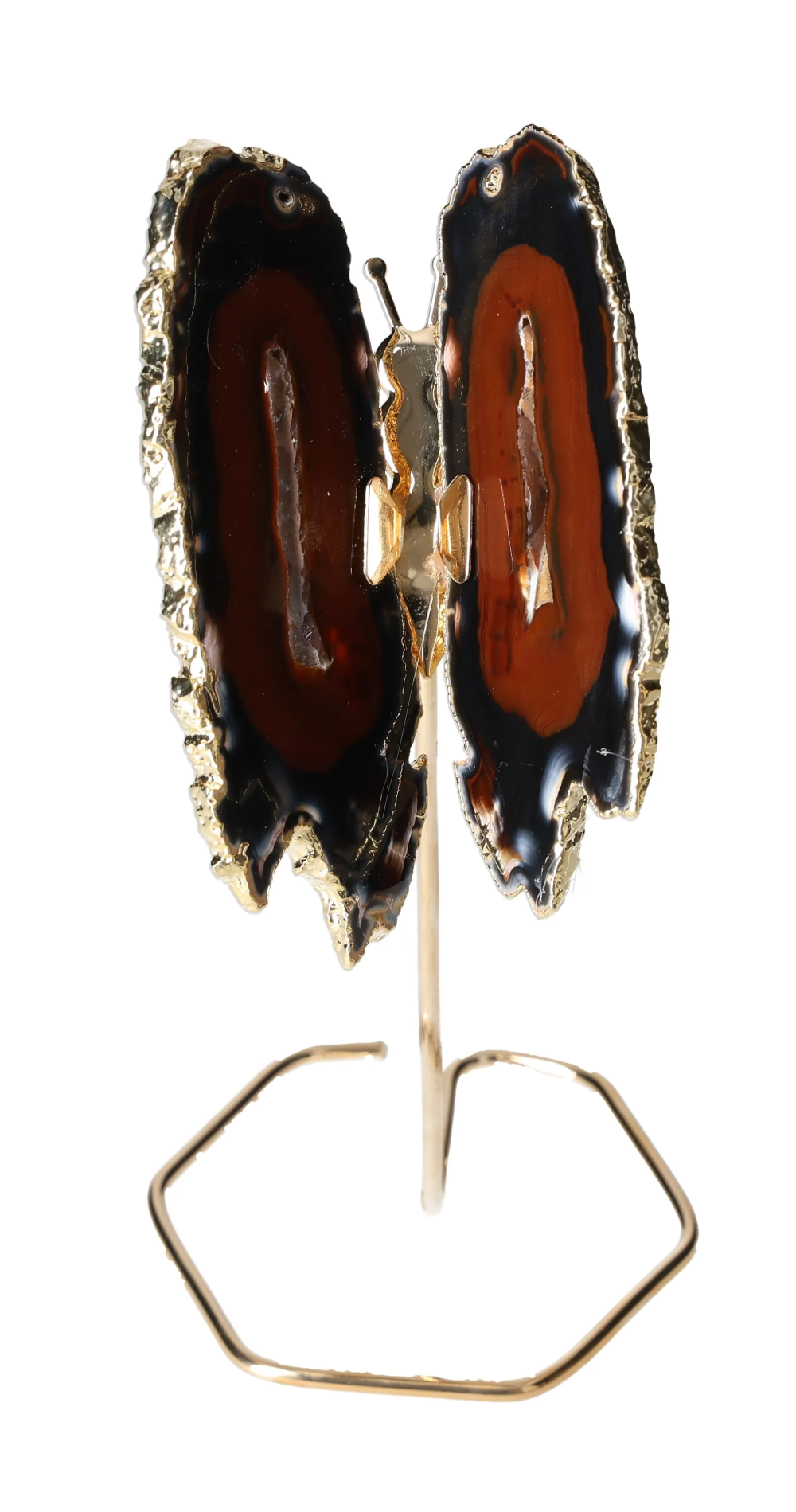 Agate Butterfly On Gold Metal Stand 629775