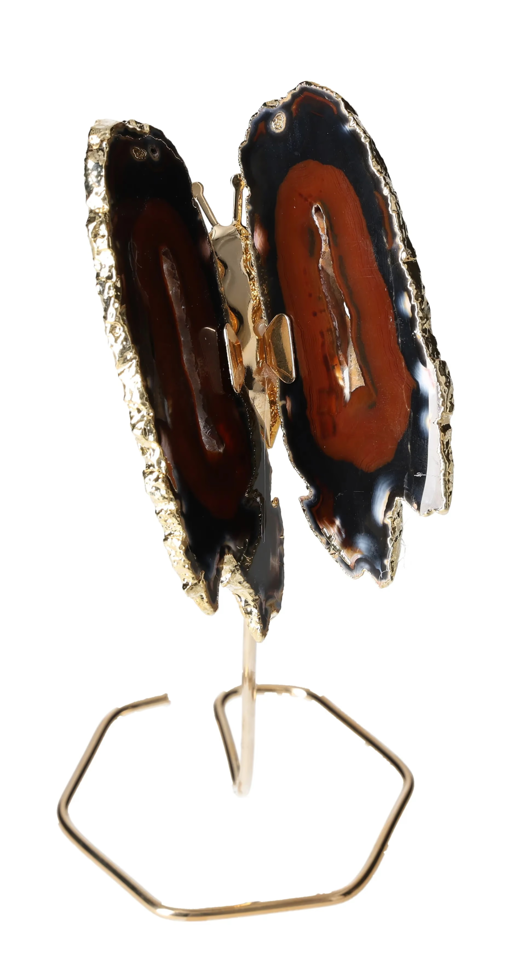 Agate Butterfly On Gold Metal Stand 629775