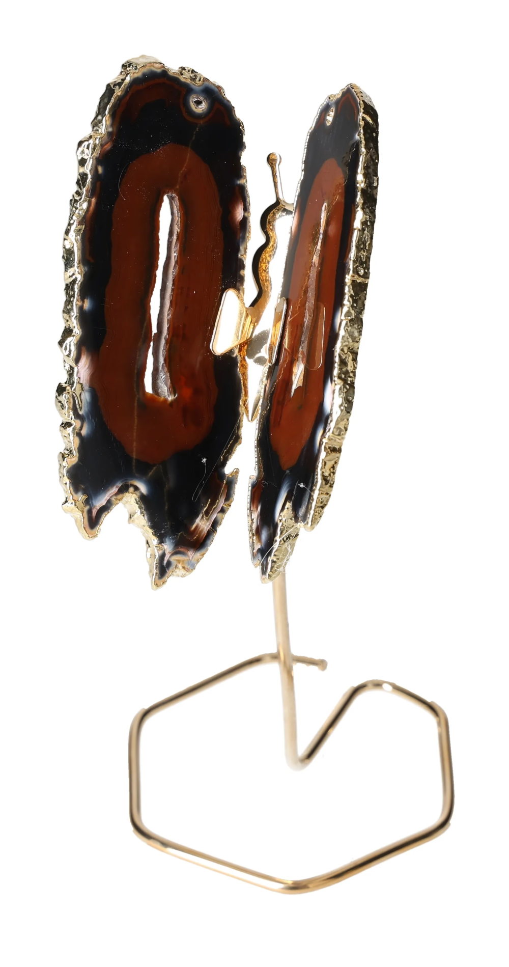 Agate Butterfly On Gold Metal Stand 629775