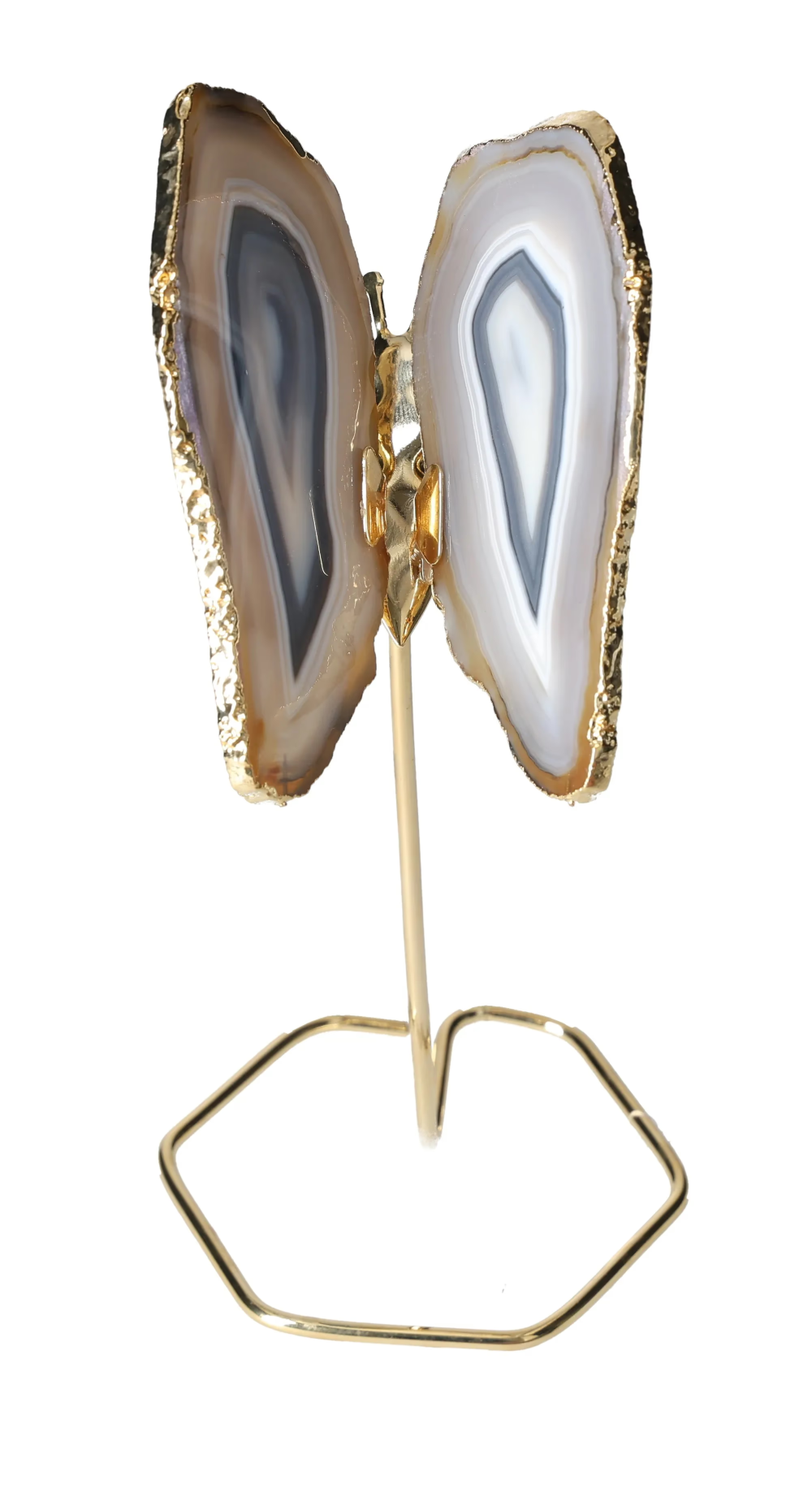 Agate Butterfly On Gold Metal Stand 629799