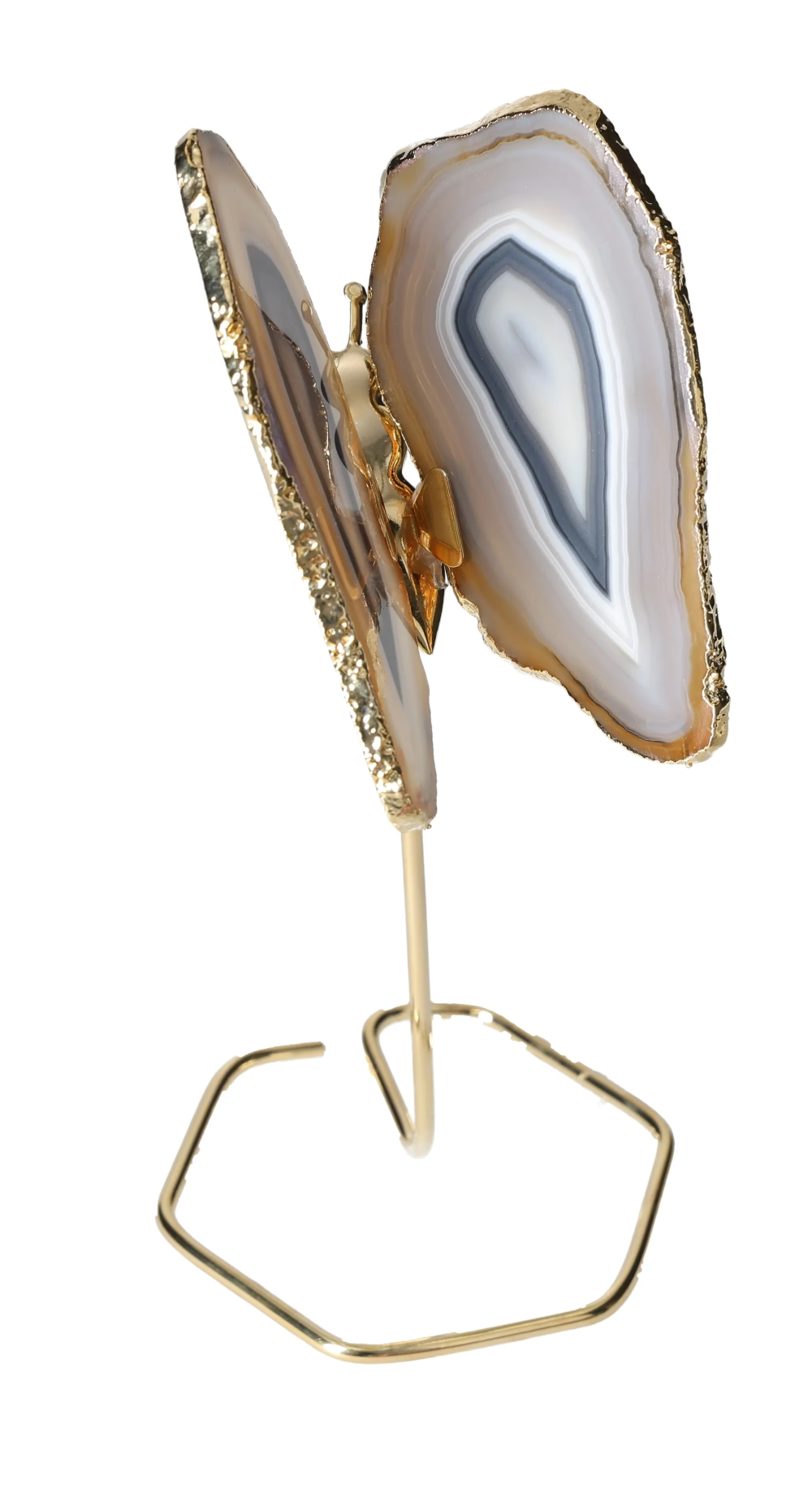 Agate Butterfly On Gold Metal Stand 629799