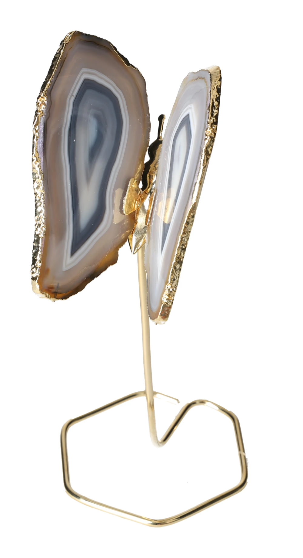Agate Butterfly On Gold Metal Stand 629799